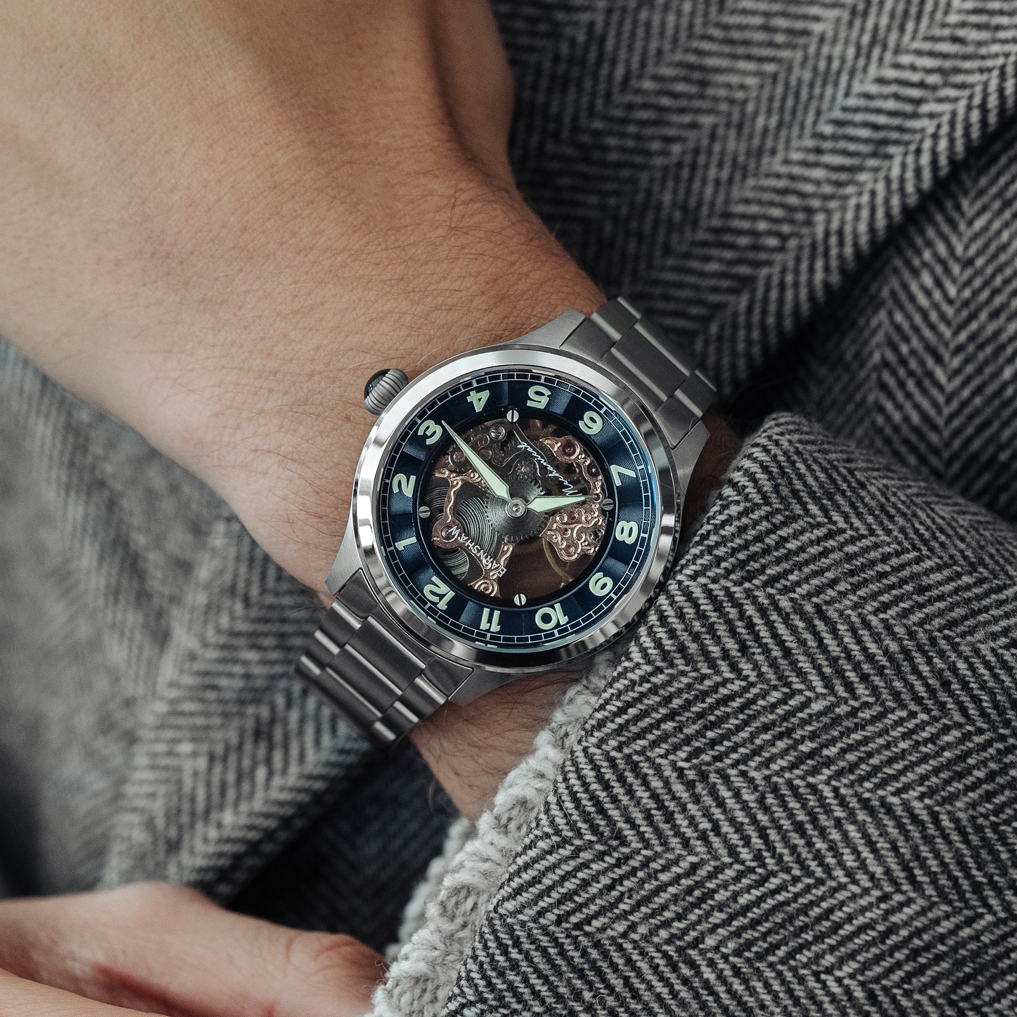Thomas Earnshaw Thomas Earnshaw Baron Men's Mechanical Skeleton Granite Watch ES-8189-22