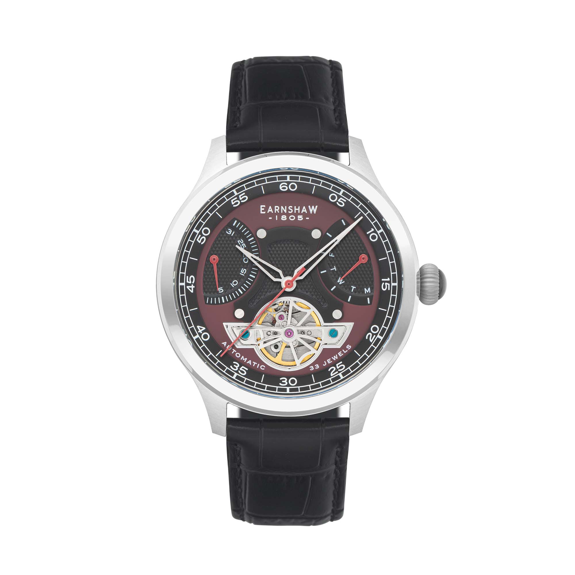 Thomas Earnshaw Thomas Earnshaw Baron Dual Retrograde Calendar Open Heart Men's Automatic Ruby Red Watch ES-8191-02