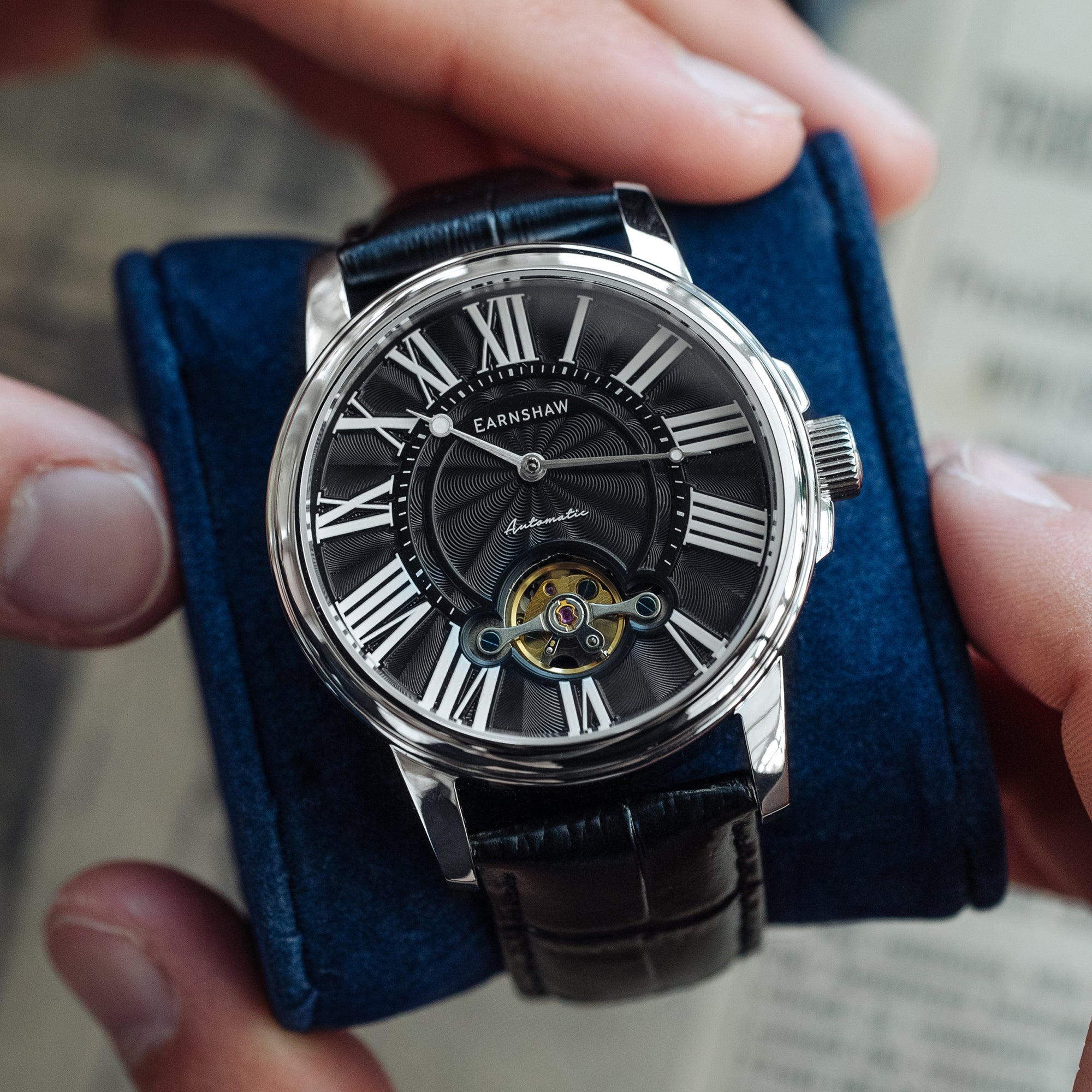 THOMAS EARNSHAW Thomas Earnshaw Marylebone Open Heart Men's Mechanical Automatic Velvet Black Watch ES-8196-02