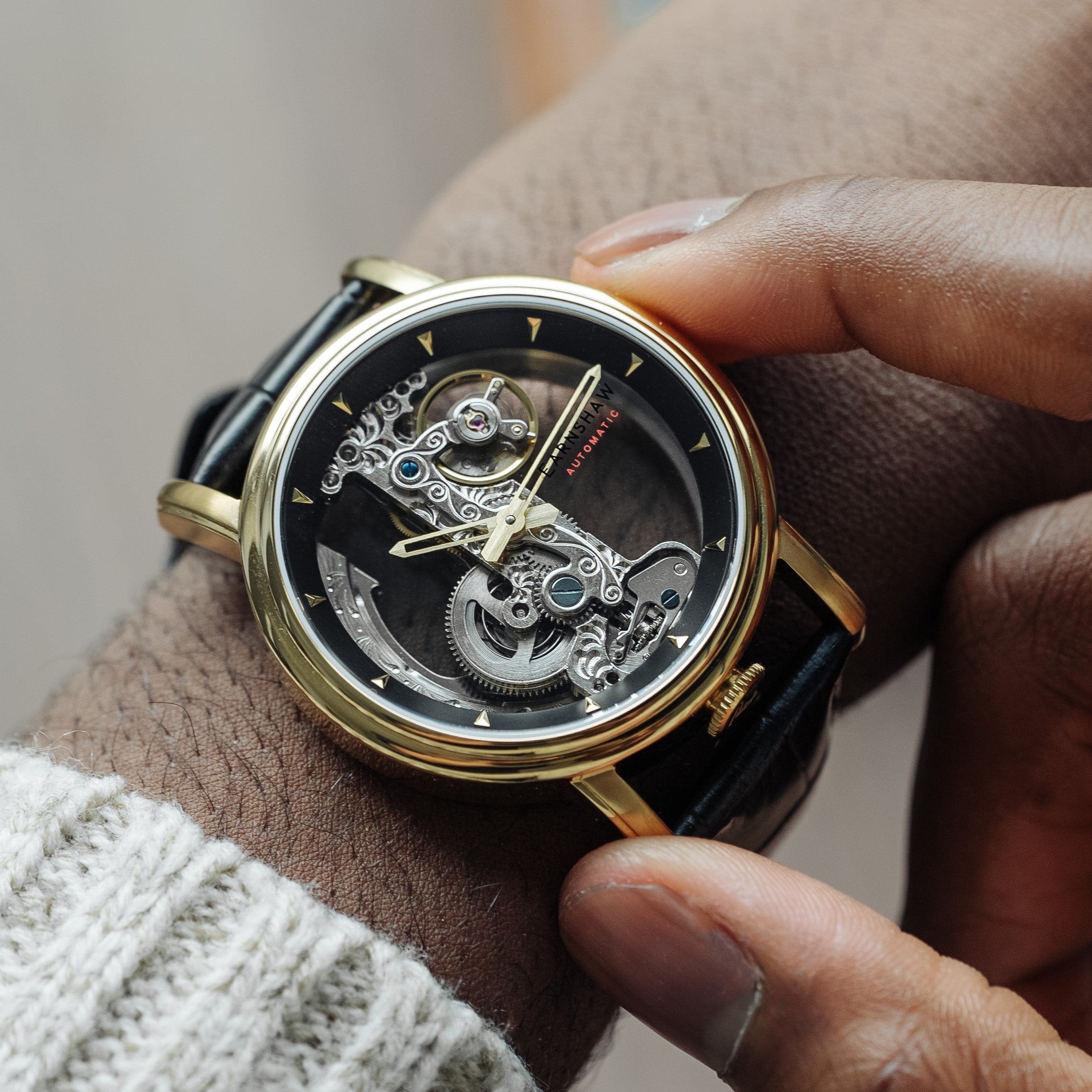 THOMAS EARNSHAW Thomas Earnshaw Fowler Bridge Men's Skeleton Gold Watch ES-8225-04