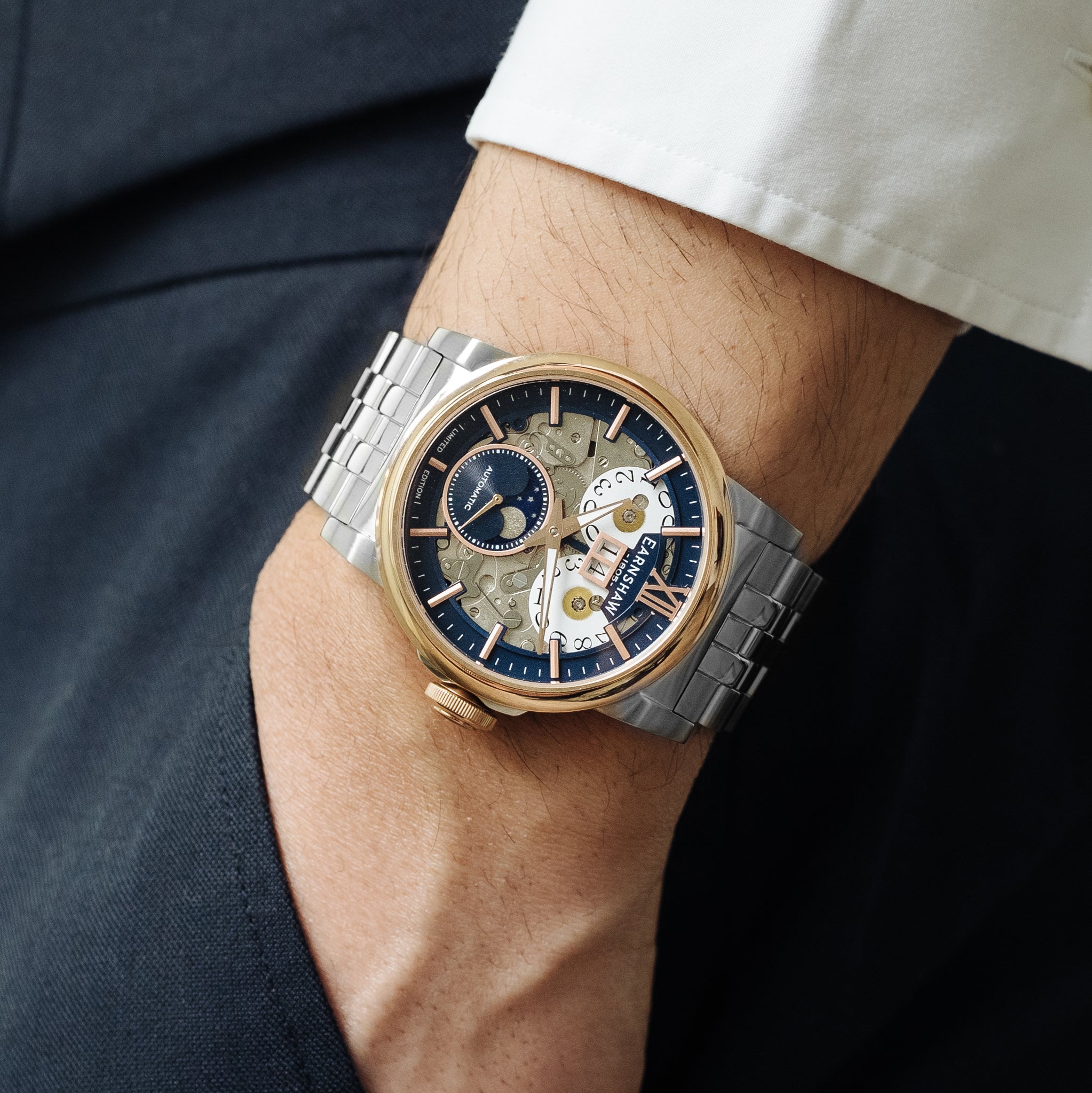 Thomas Earnshaw Thomas Earnshaw Hansom Men's Moonphase Automatic Imperial Blue Watch ES-8241-55