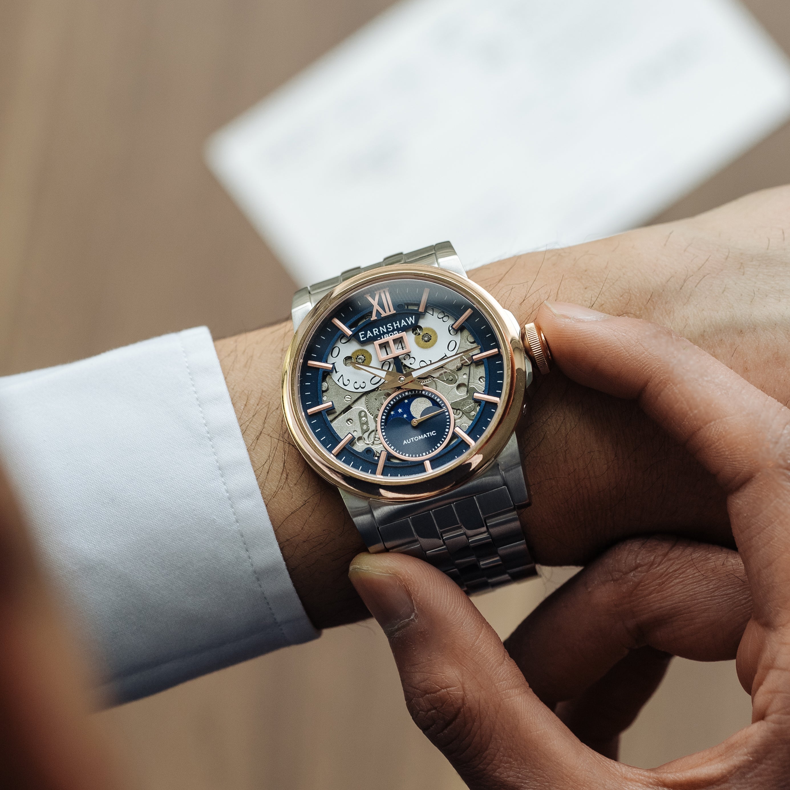 Thomas Earnshaw Thomas Earnshaw Hansom Men's Moonphase Automatic Imperial Blue Watch ES-8241-55