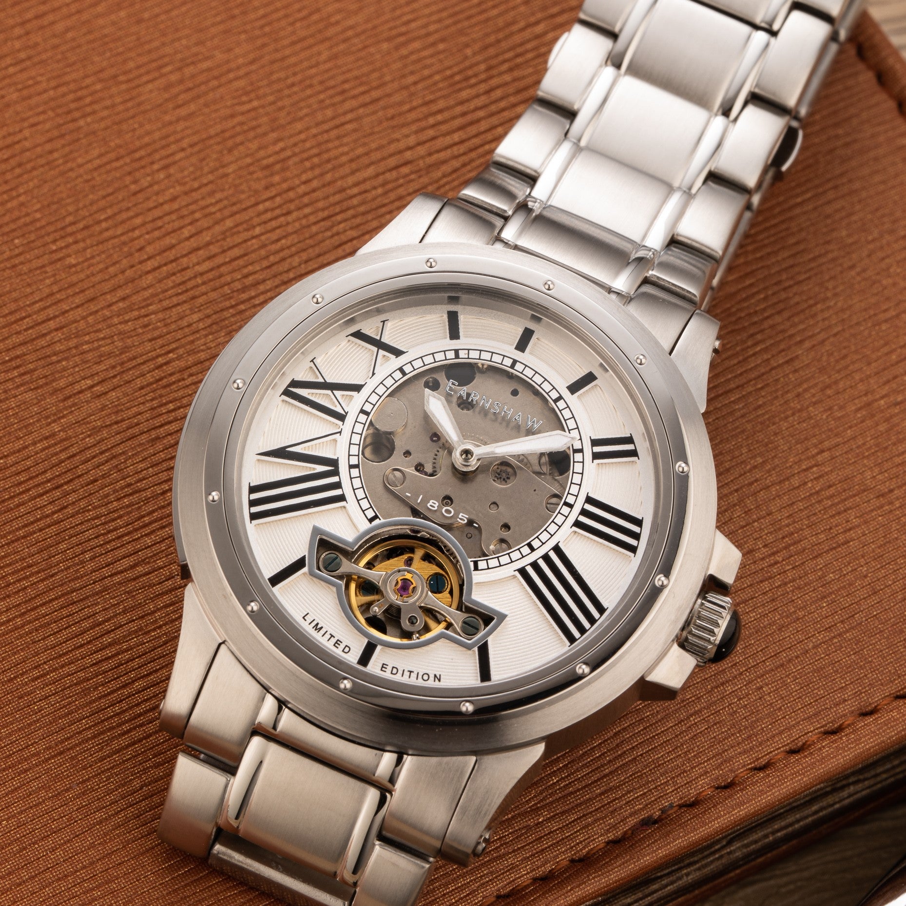 THOMAS EARNSHAW Thomas Earnshaw Bertha Limited Edition Open Heart Men's Automatic Silver White Watch ES-8244-11