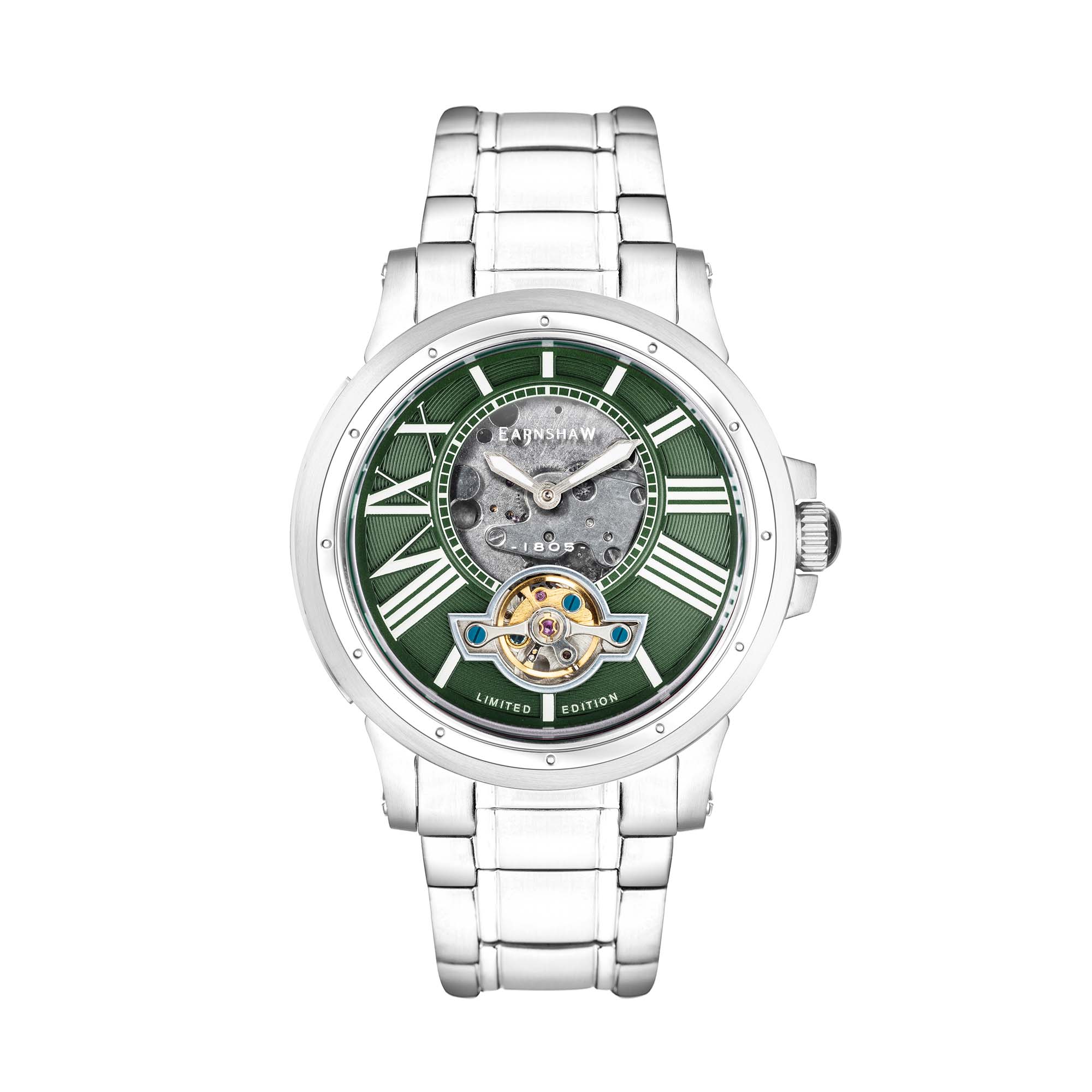 THOMAS EARNSHAW Thomas Earnshaw Bertha Limited Edition Open Heart Men's Automatic Hunter Green Watch ES-8244-33