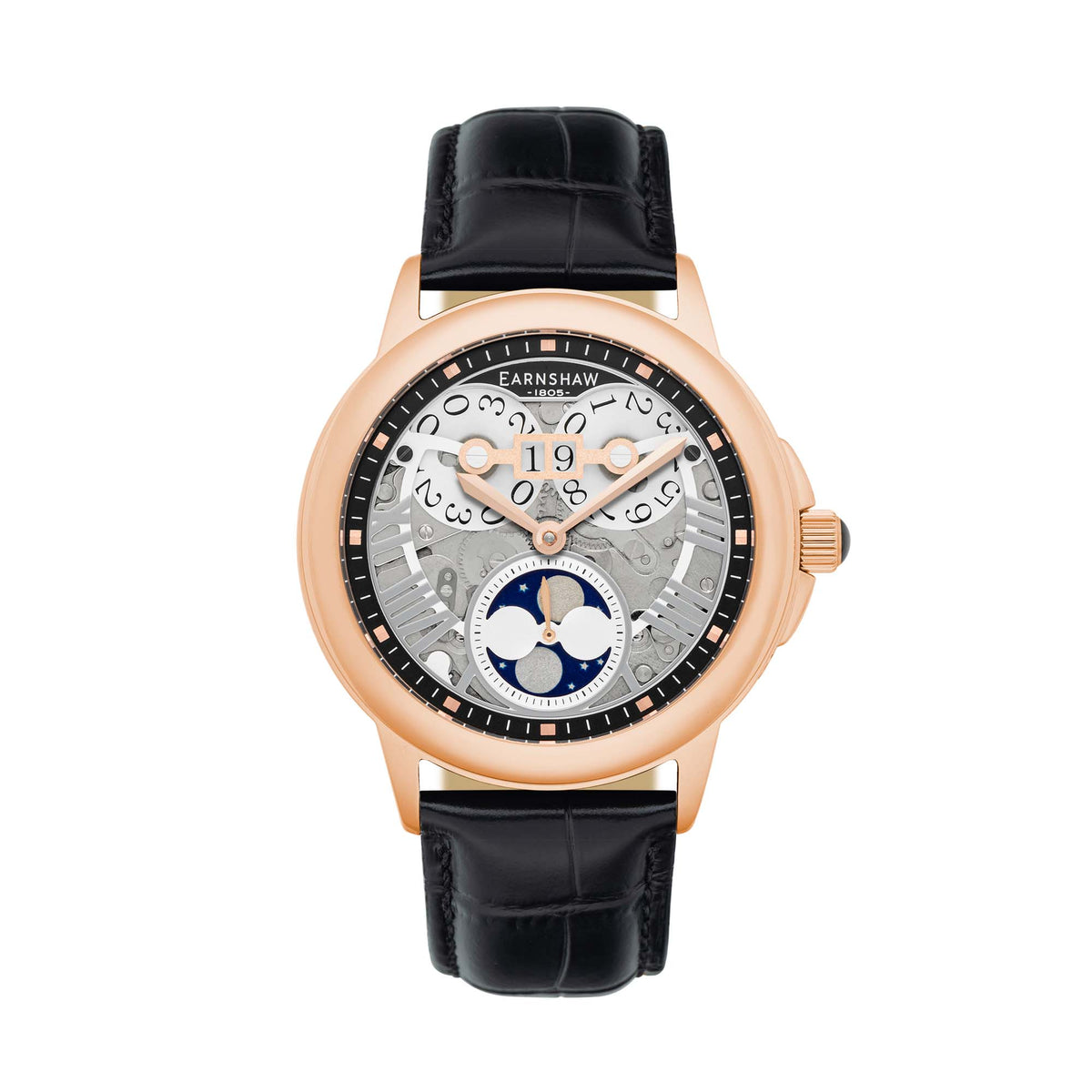 NWT Thomas Earnshaw Moorgate Rose Gold-tone Dial Men\'s Watch Cherry Brown | Longitude Shadow Automatic – Thomas Earnshaw main image 2
