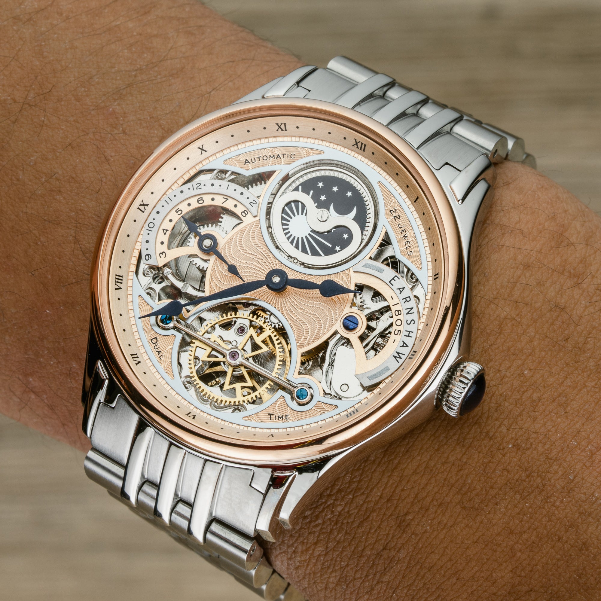 Thomas Earnshaw Thomas Earnshaw Nasmyth Sun Moon Dual Time Men's Automatic Rose Gold Watch ES-8259-55