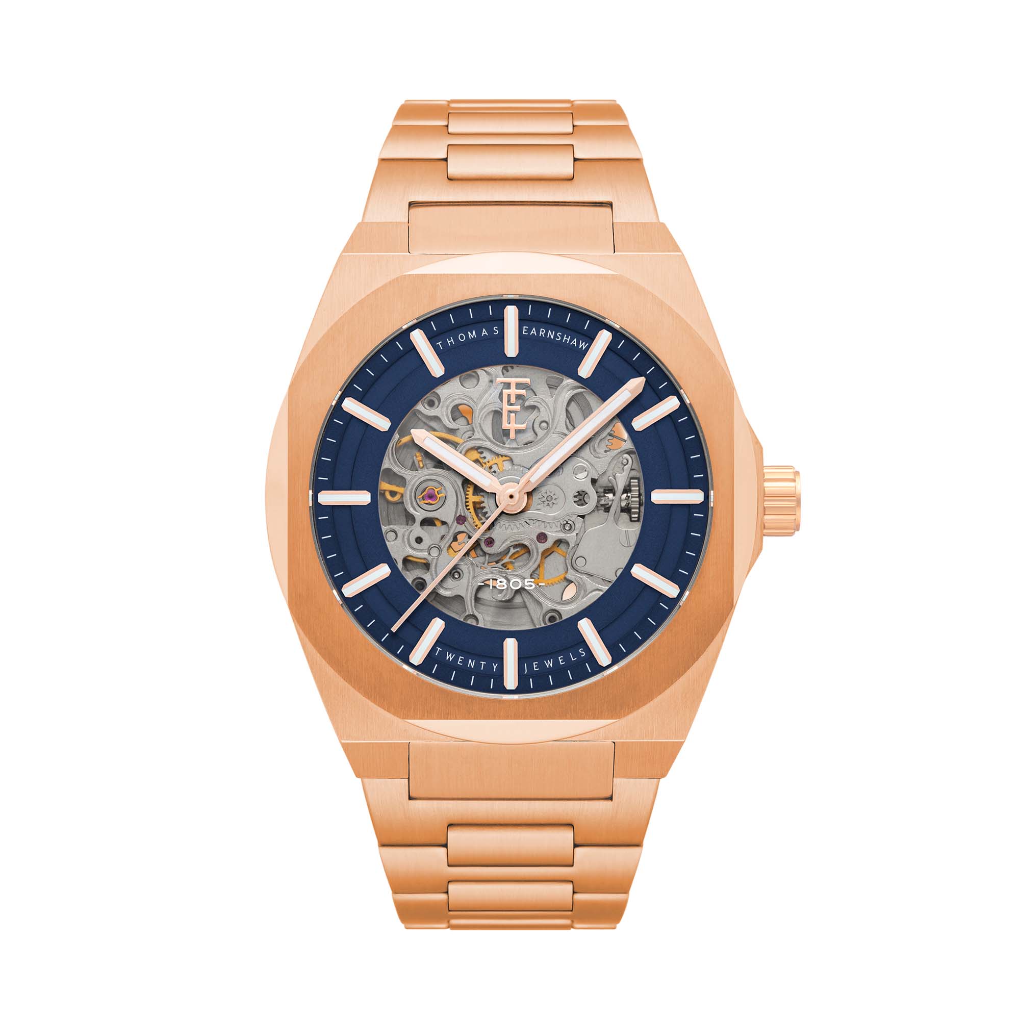 Thomas Earnshaw Thomas Earnshaw Fowler Men's Automatic Skeleton Rose Blue Watch ES-8263-77