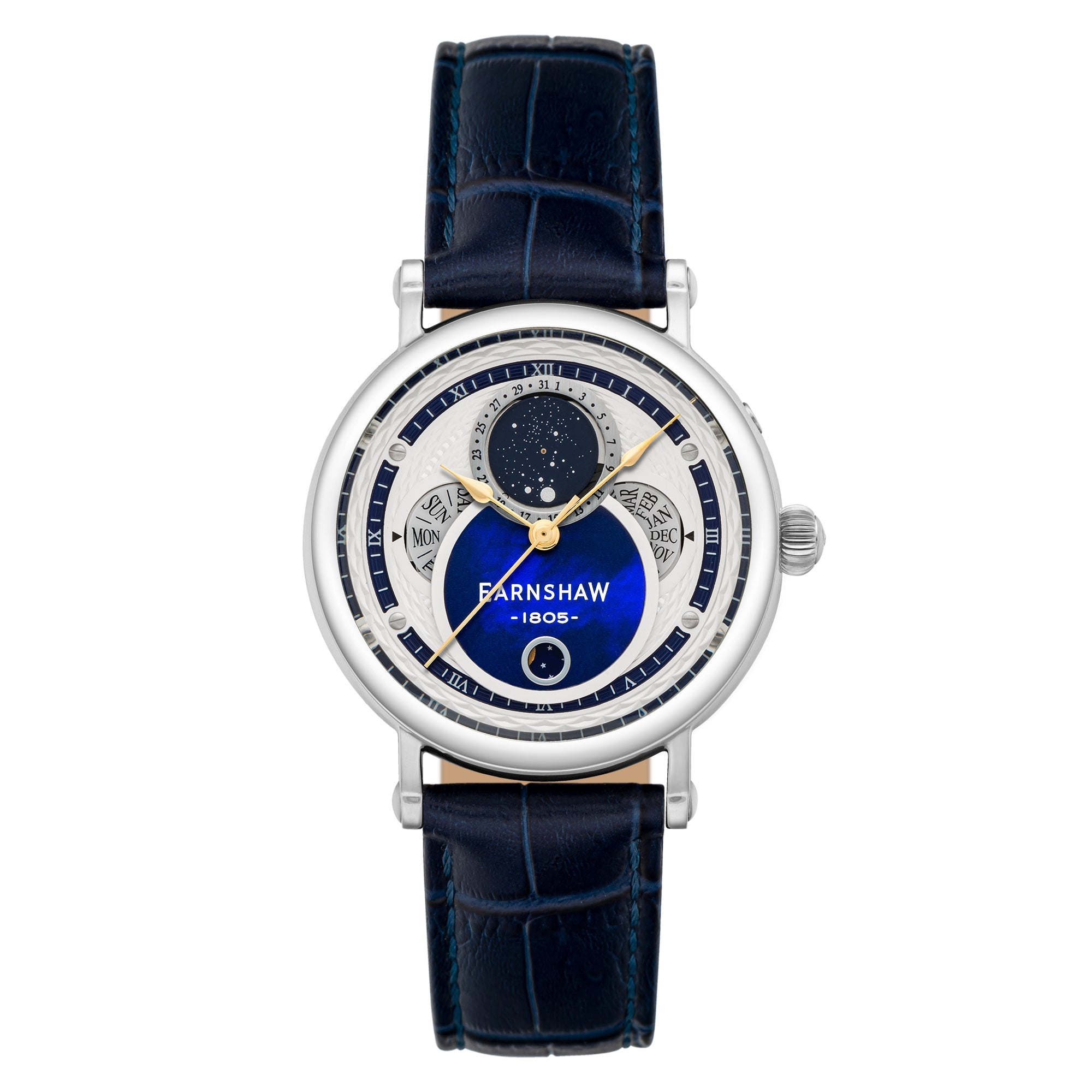 THOMAS EARNSHAW Thomas Earnshaw Messier Moonphase Calendar Men's Japanese Quartz Blue Moon Watch ES-8265-02
