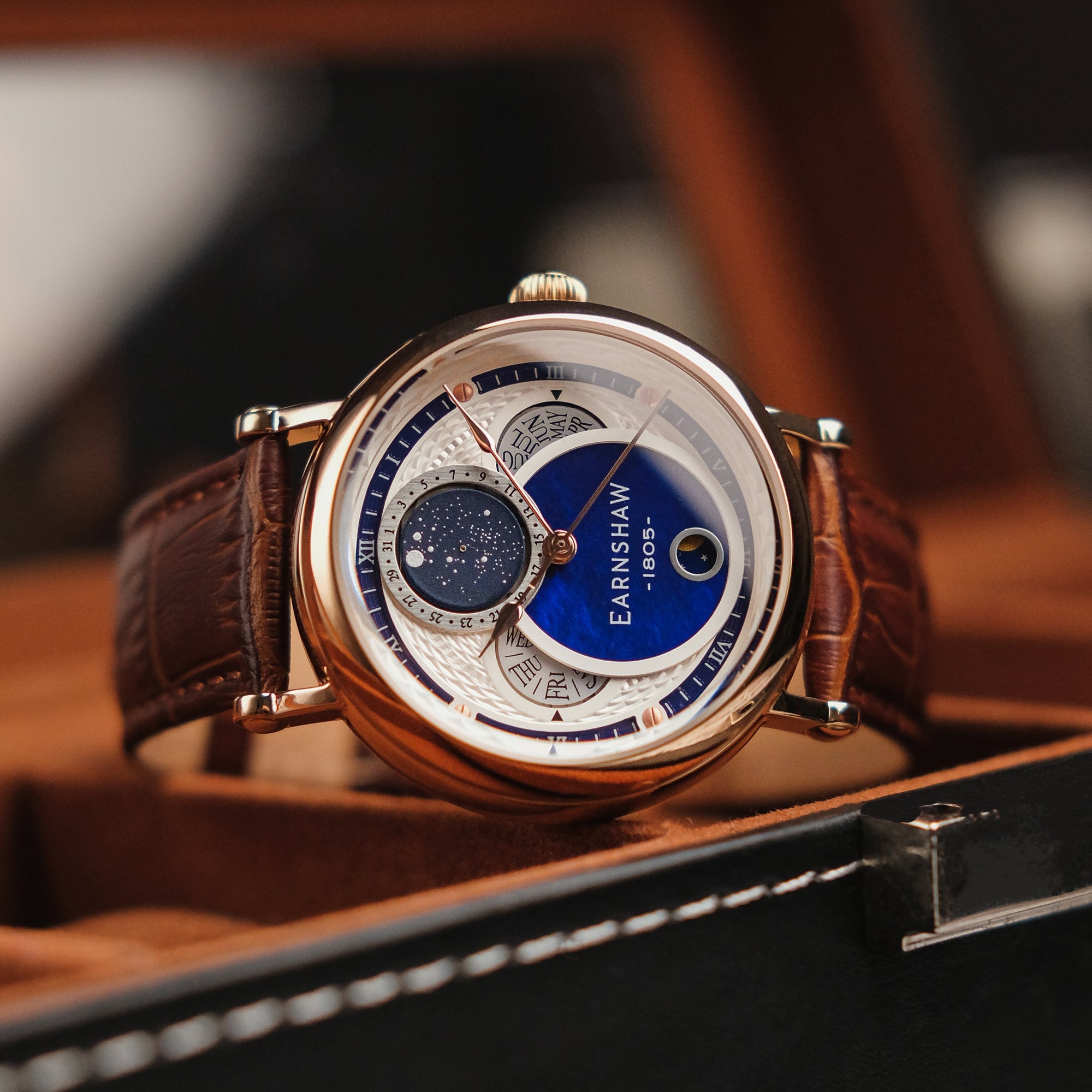 THOMAS EARNSHAW Thomas Earnshaw Messier Moonphase Calendar Men's Japanese Quartz Rose Gold Watch ES-8265-05