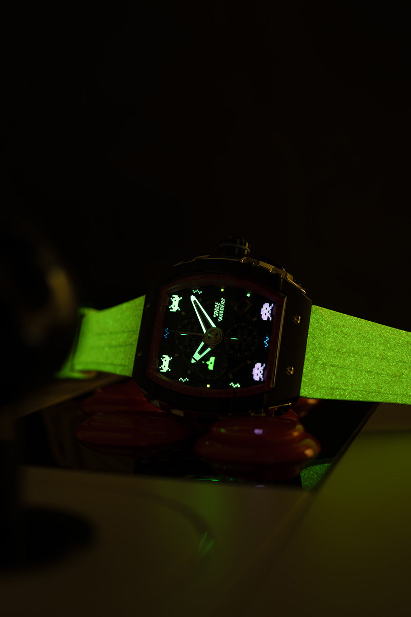 NUBEO Nubeo Magellan Chronograph Space Invaders Limited Edition Defender Yellow Men's Watch NB-6024-SI-02
