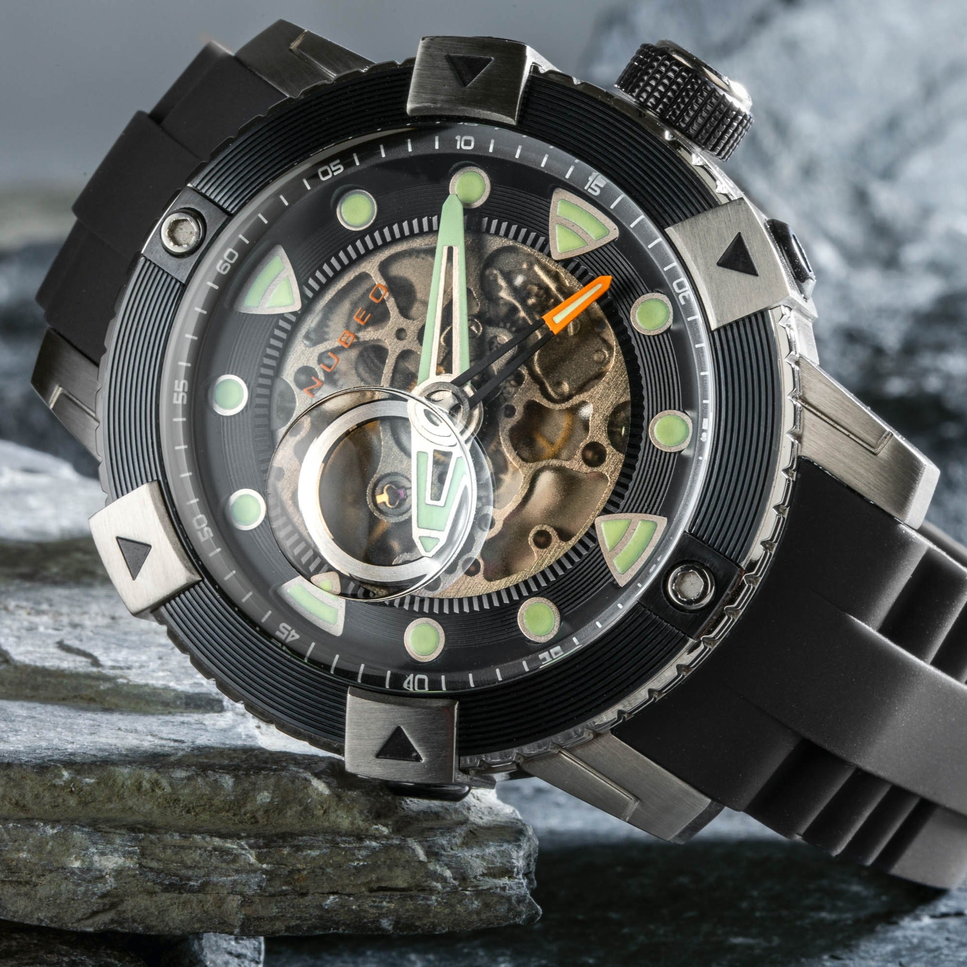 NUBEO Nubeo Gemini Men's Automatic Skeleton Stone Grey Watch NB-6041-03