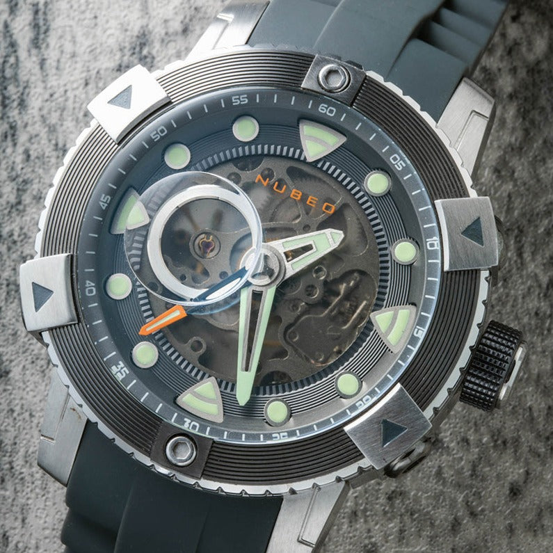 NUBEO Nubeo Gemini Men's Automatic Skeleton Stone Grey Watch NB-6041-03