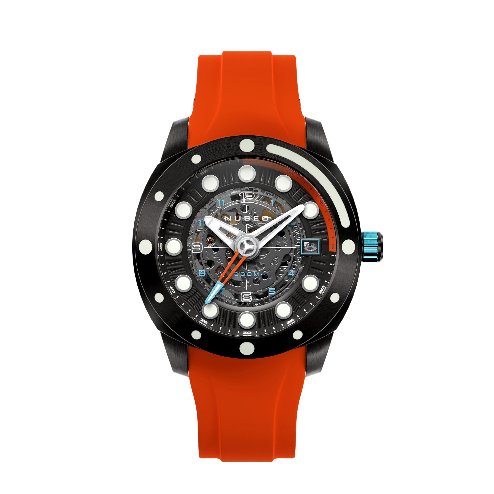 NUBEO Nubeo Benthic Men's Automatic Skeleton Orange Black Watch NB-6044-03