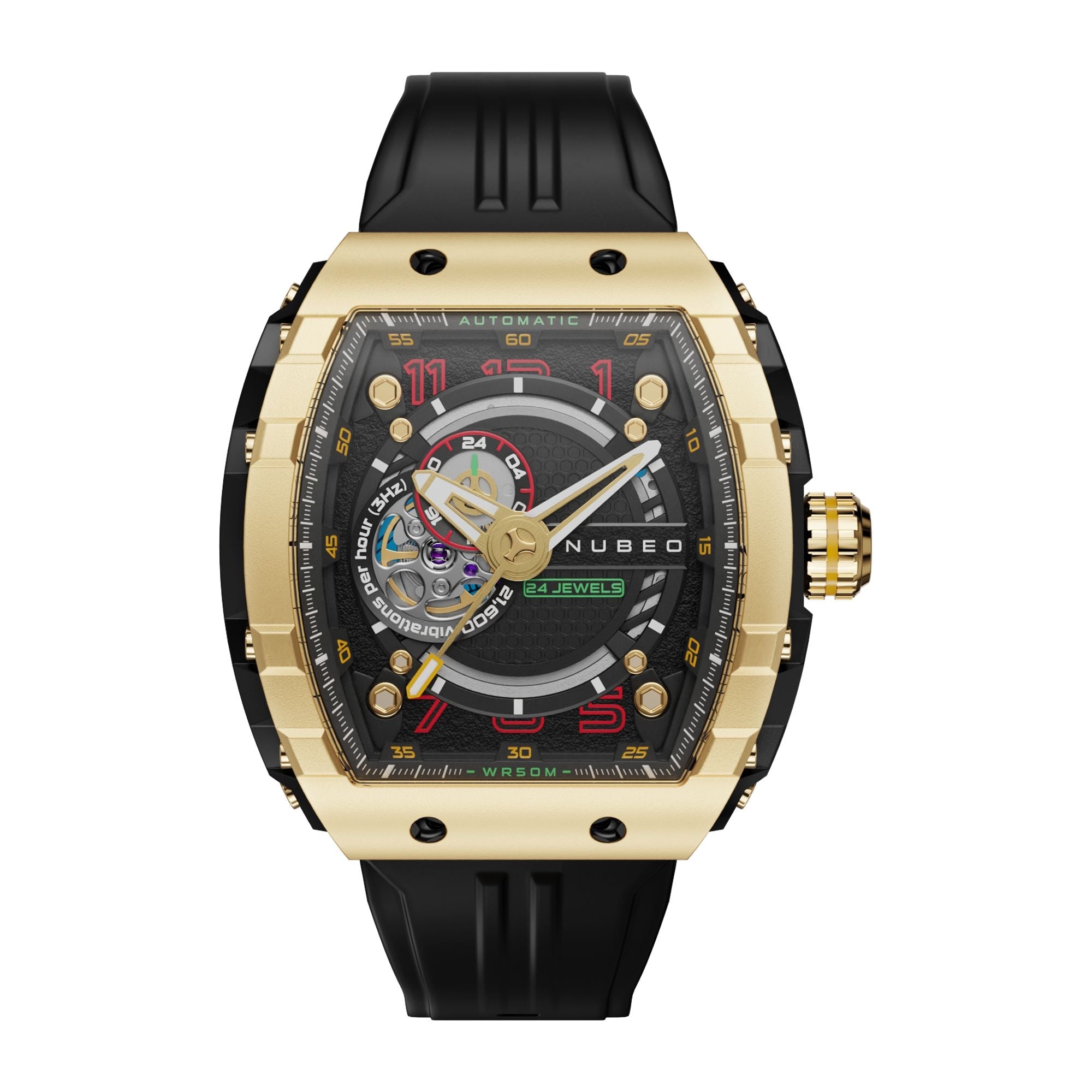 NUBEO Nubeo Magellan Men's Japanese Automatic Ruby Gold Watch NB-6047-04