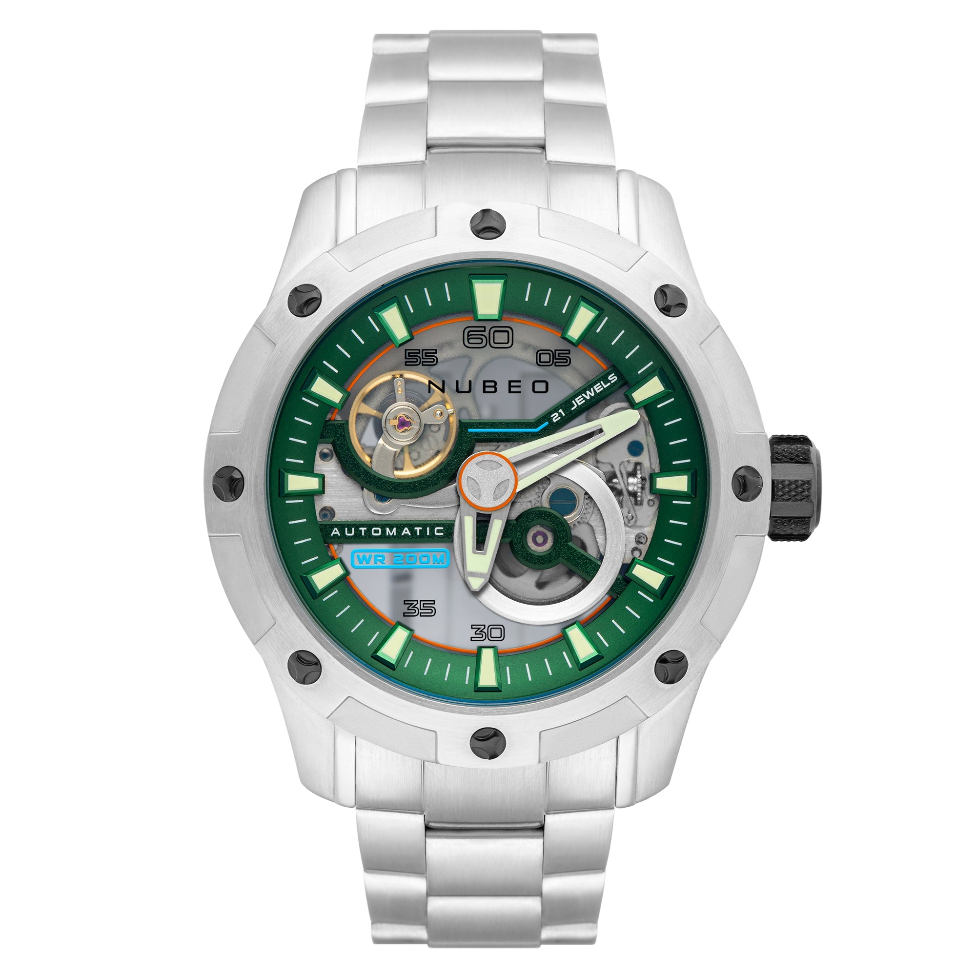 NUBEO Nubeo Pioneer Bridge Men's Automatic Skeleton Mossy Green Watch NB-6048-11