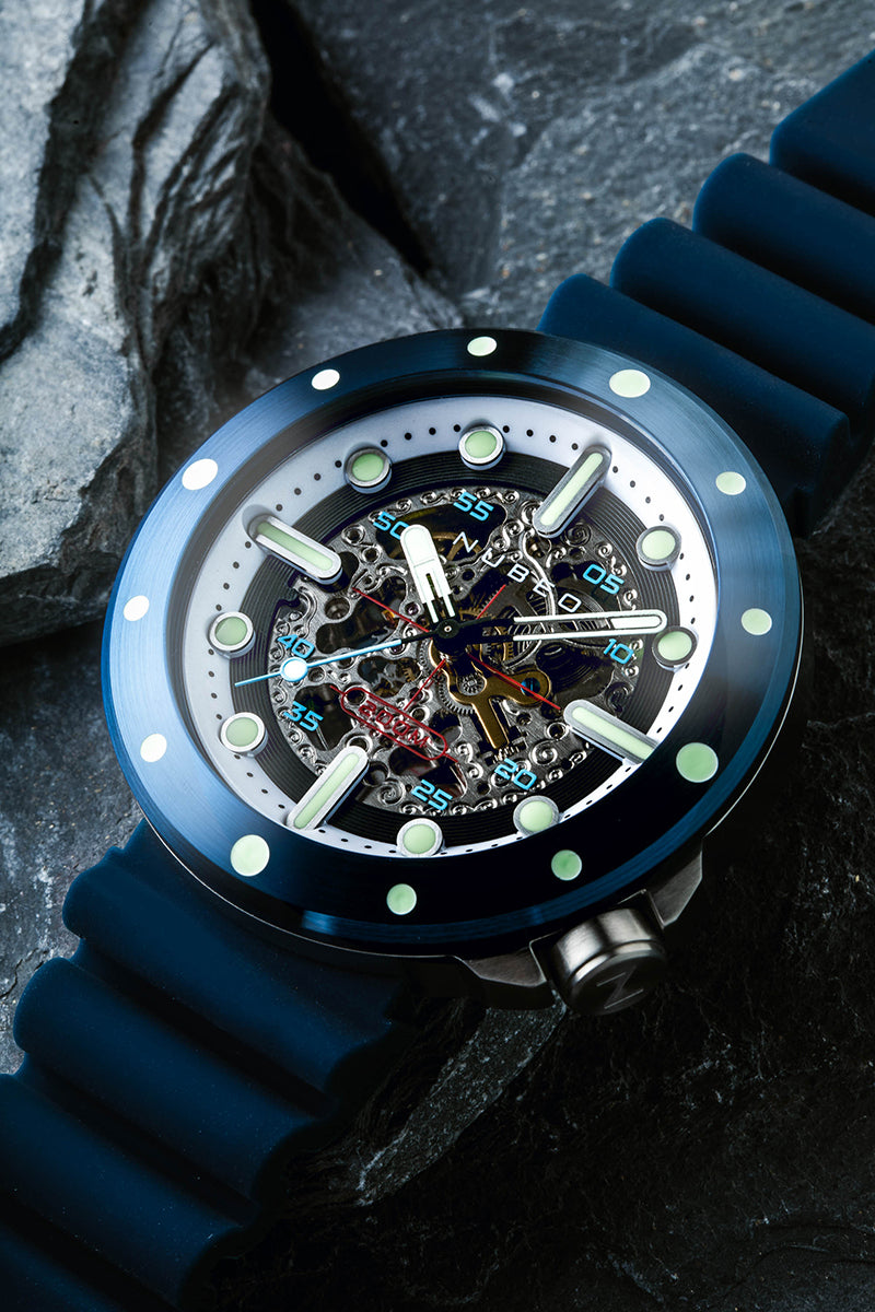 NUBEO Nubeo Space Cassini Men's Automatic Skeleton Deep Blue Watch NB-6058-03