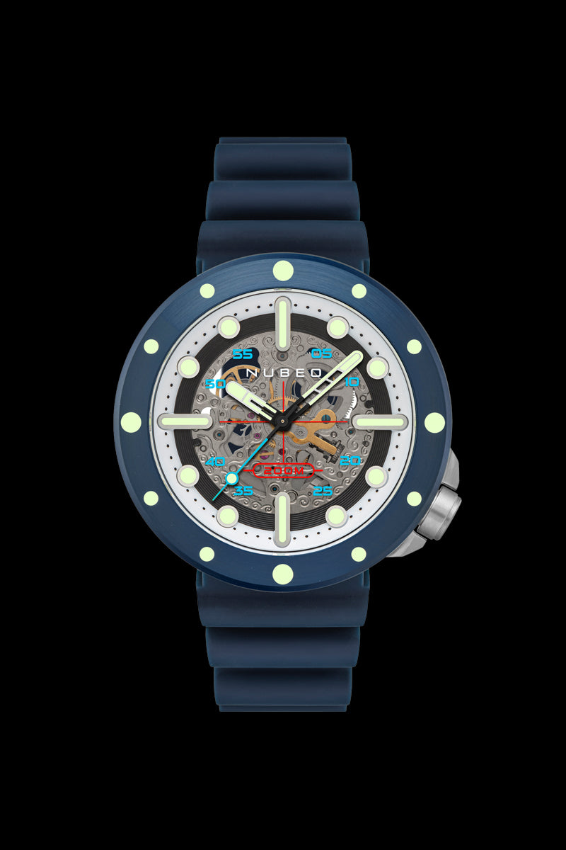 NUBEO Nubeo Space Cassini Men's Automatic Skeleton Deep Blue Watch NB-6058-03