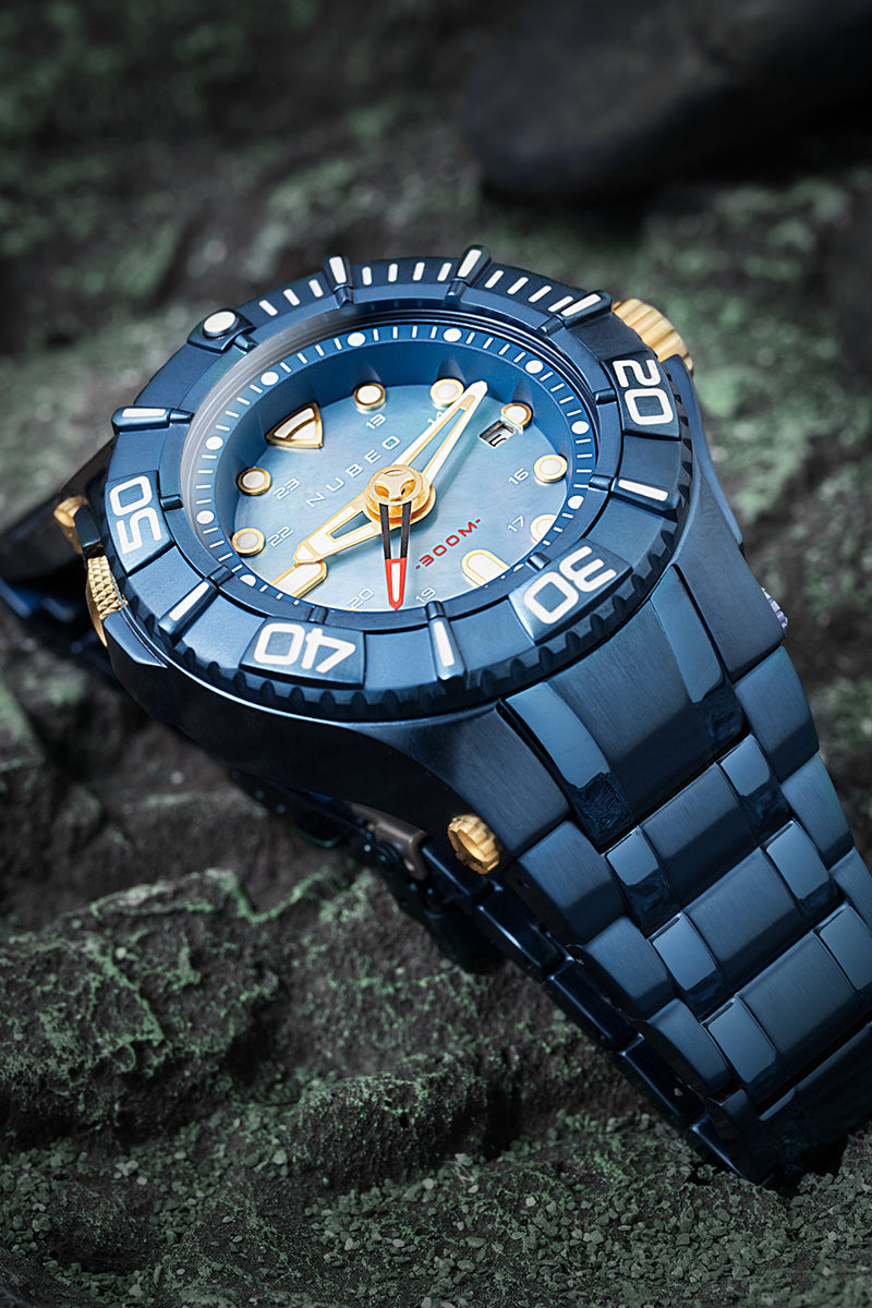 Nubeo Nubeo Ocean Manta Mid Automatic Limited Edition Atomic Blue Men's Watch NB-6059-44