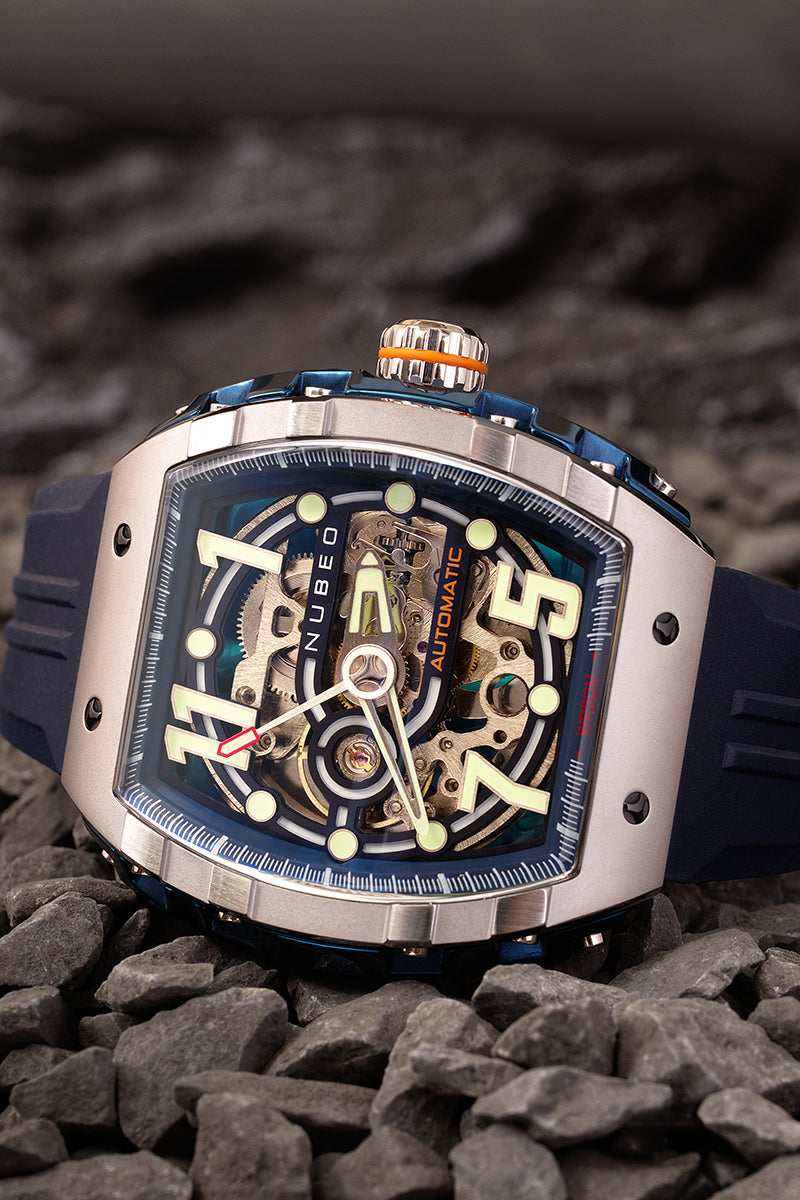 NUBEO Nubeo Magellan Skeleton Deep Blue Men's Watch NB-6063-02