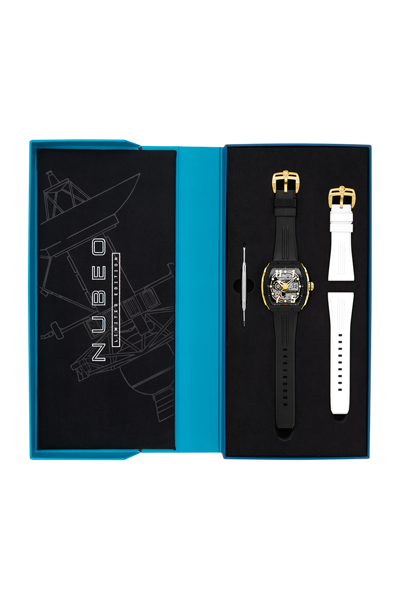 NUBEO Nubeo Magellan Skeleton Copper Black Men's Watch NB-6063-03