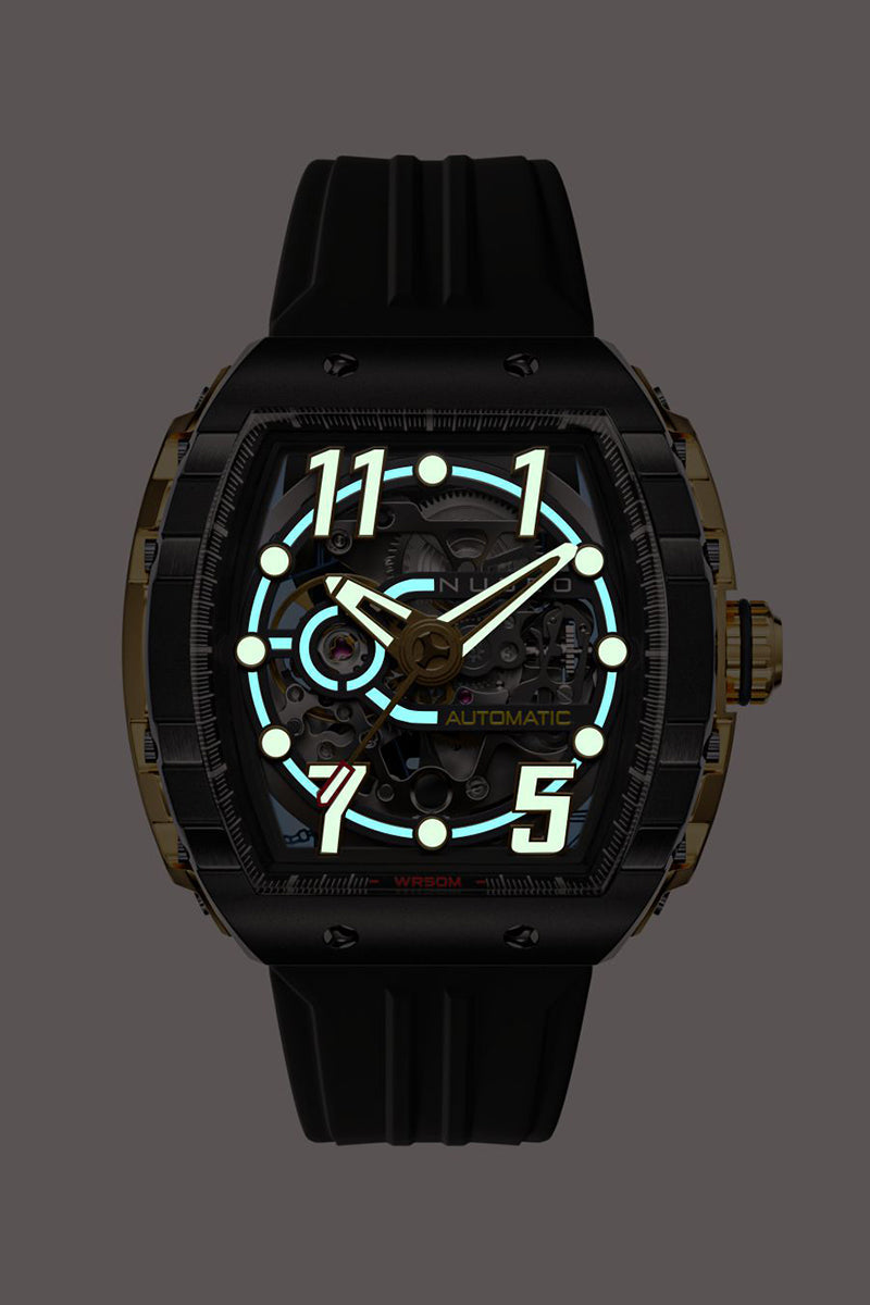 NUBEO Nubeo Magellan Skeleton Copper Black Men's Watch NB-6063-03