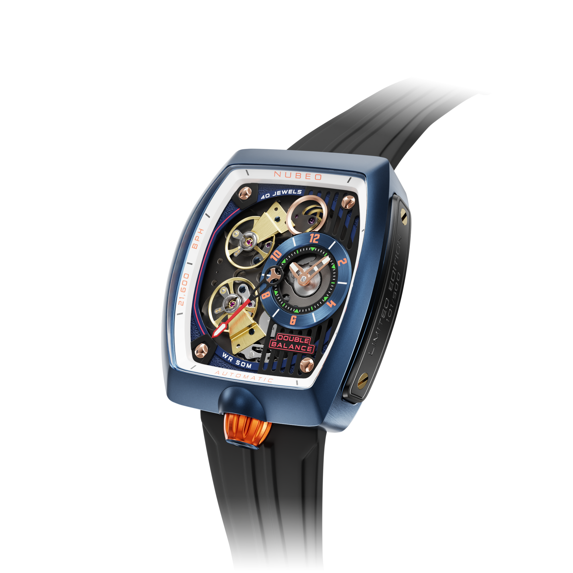NUBEO Nubeo Space Viking Men's Automatic Skeleton Nitron Blue Watch NB-6064-02