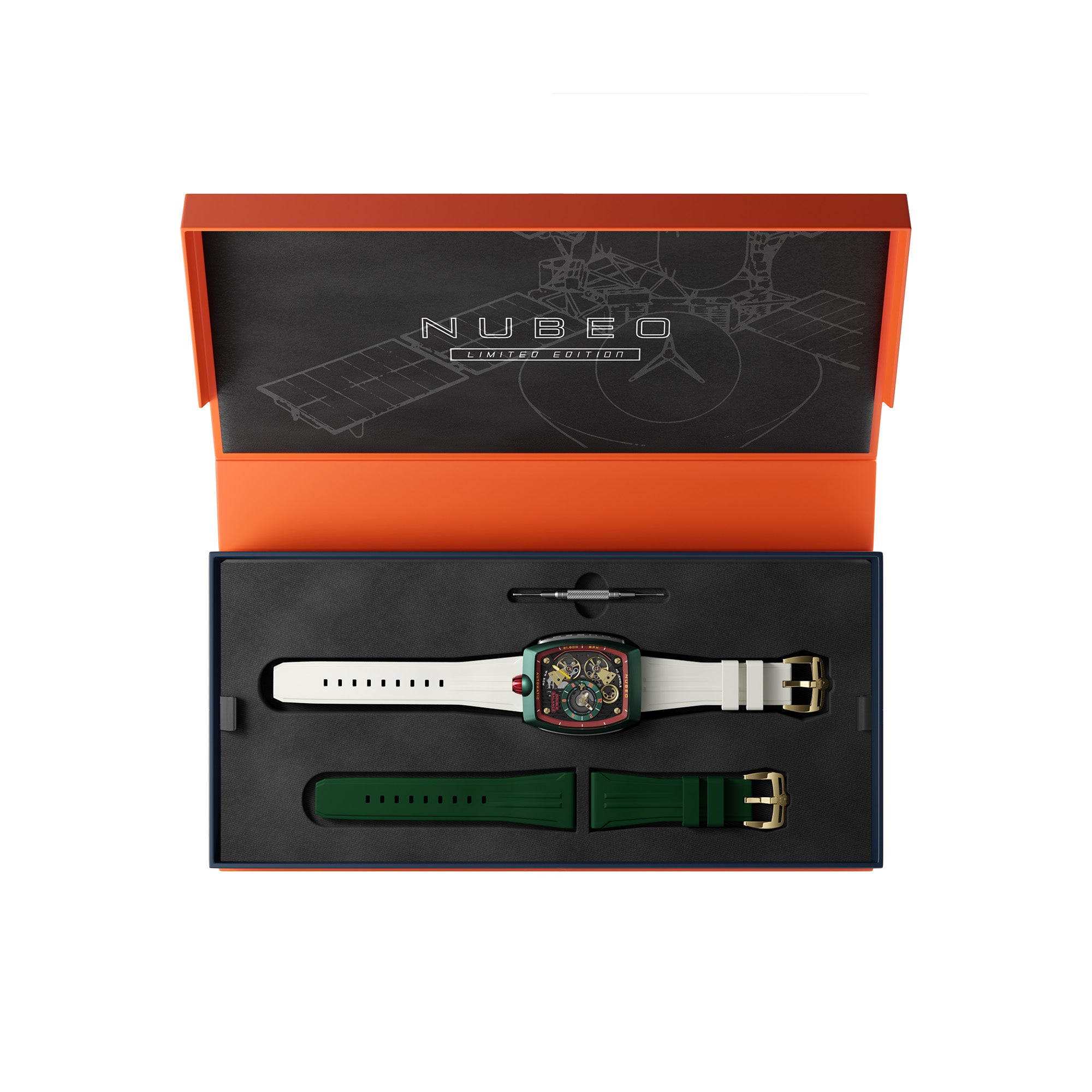 NUBEO Nubeo Space Viking Men's Automatic Skeleton Atomic Green Watch NB-6064-03