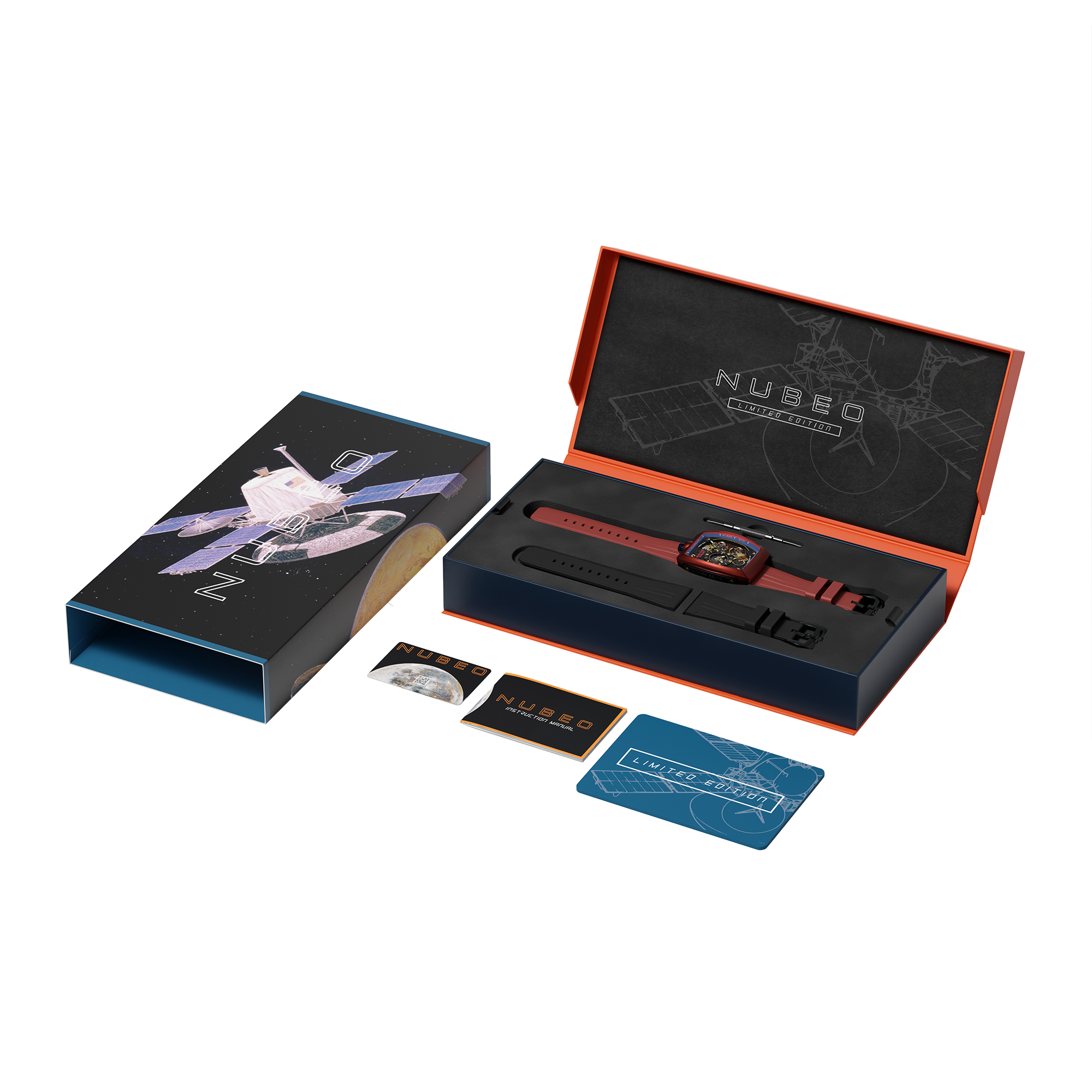 NUBEO Nubeo Space Viking Men's Automatic Skeleton Radar Red Watch NB-6064-04