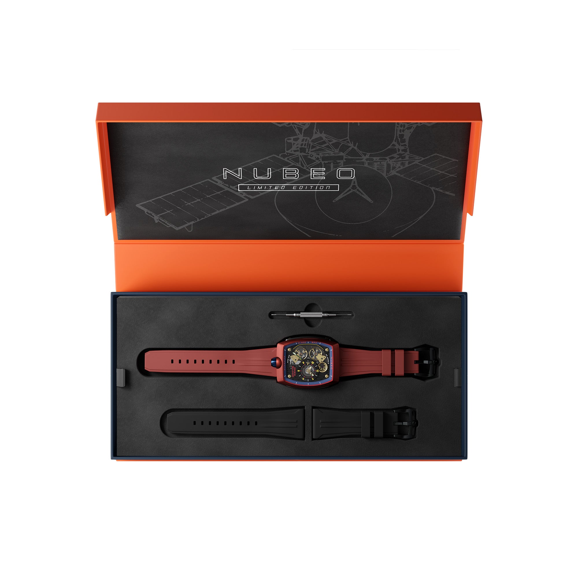NUBEO Nubeo Space Viking Men's Automatic Skeleton Radar Red Watch NB-6064-04