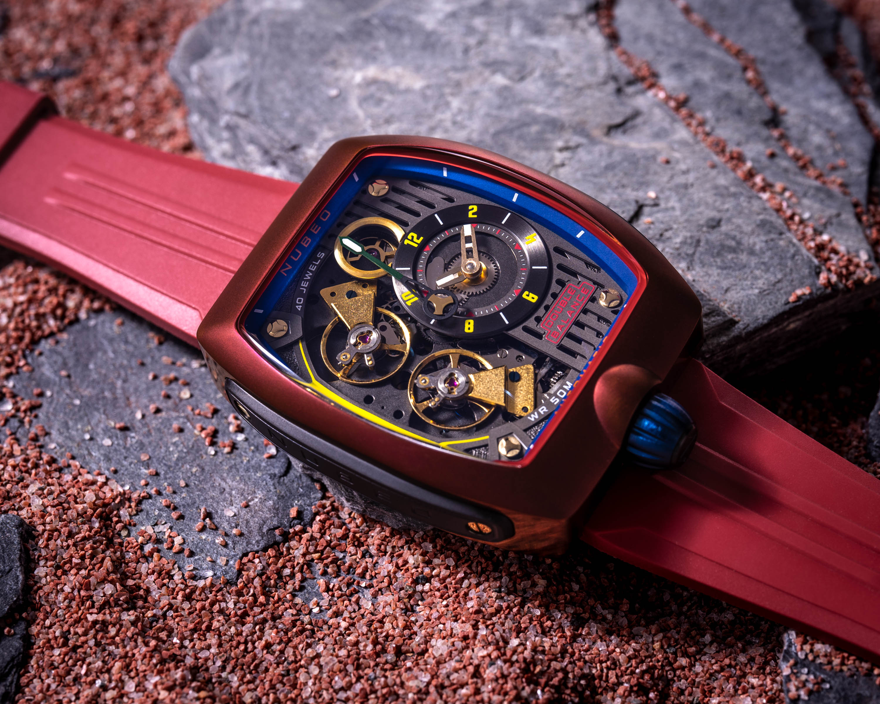 NUBEO Nubeo Space Viking Men's Automatic Skeleton Radar Red Watch NB-6064-04