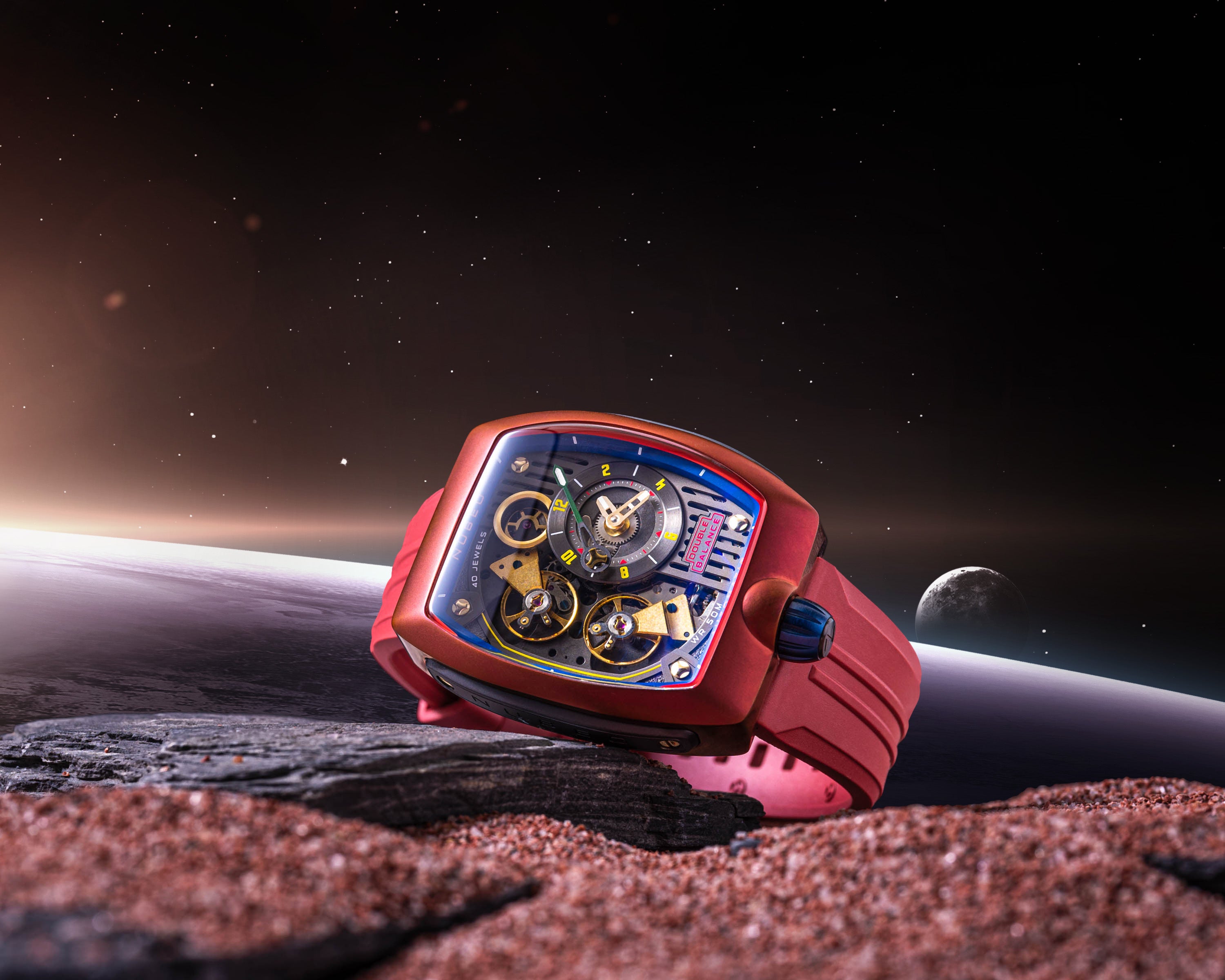 NUBEO Nubeo Space Viking Men's Automatic Skeleton Radar Red Watch NB-6064-04