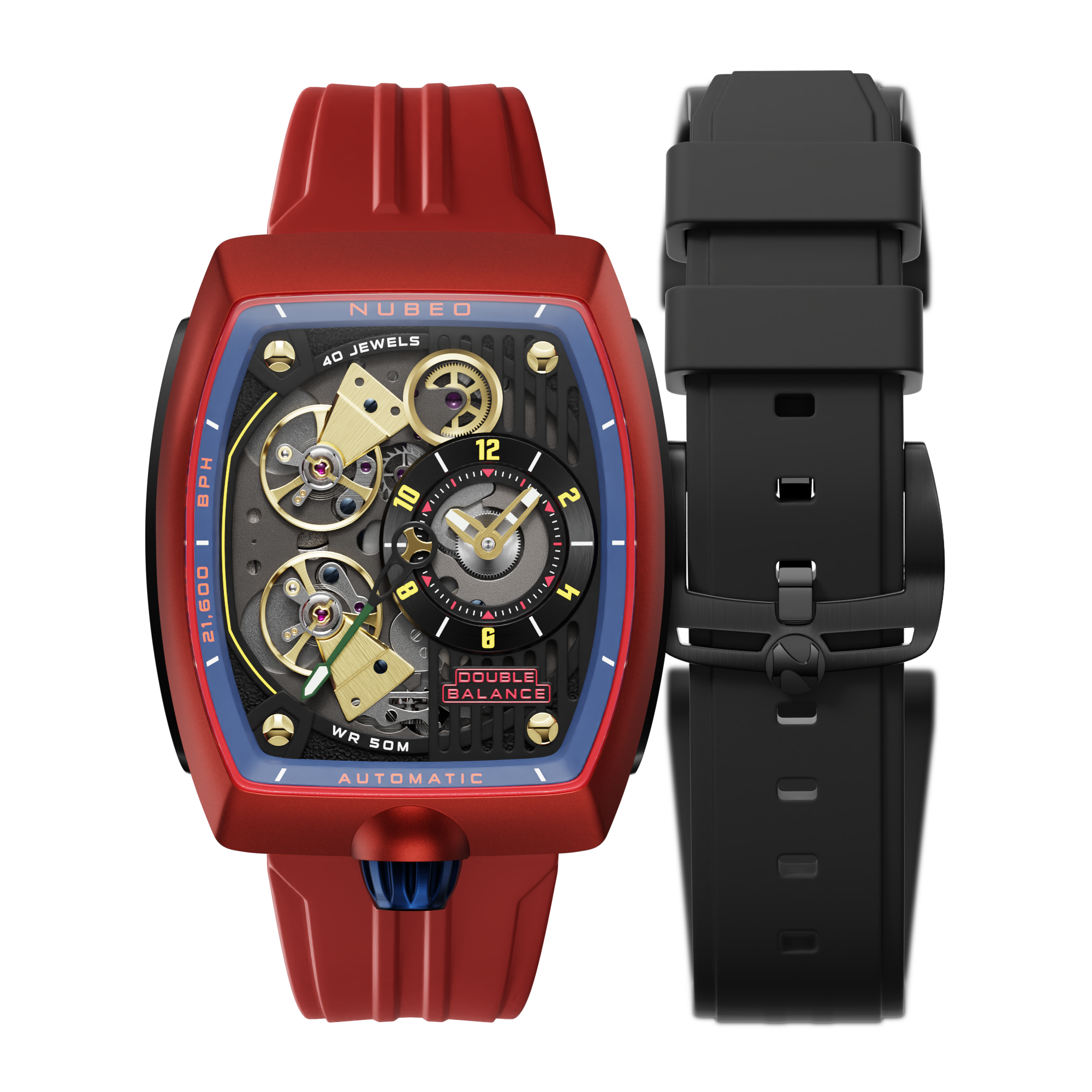 NUBEO Nubeo Space Viking Men's Automatic Skeleton Radar Red Watch NB-6064-04