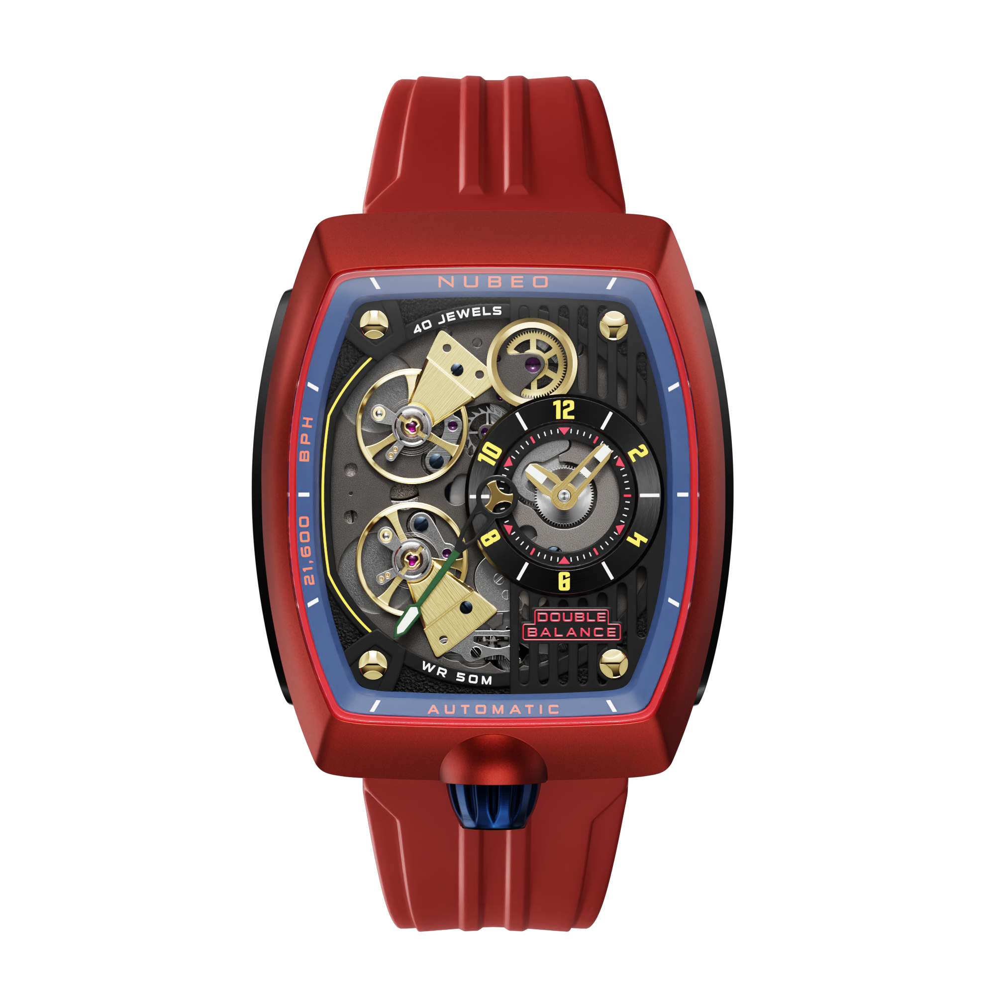 NUBEO Nubeo Space Viking Men's Automatic Skeleton Radar Red Watch NB-6064-04