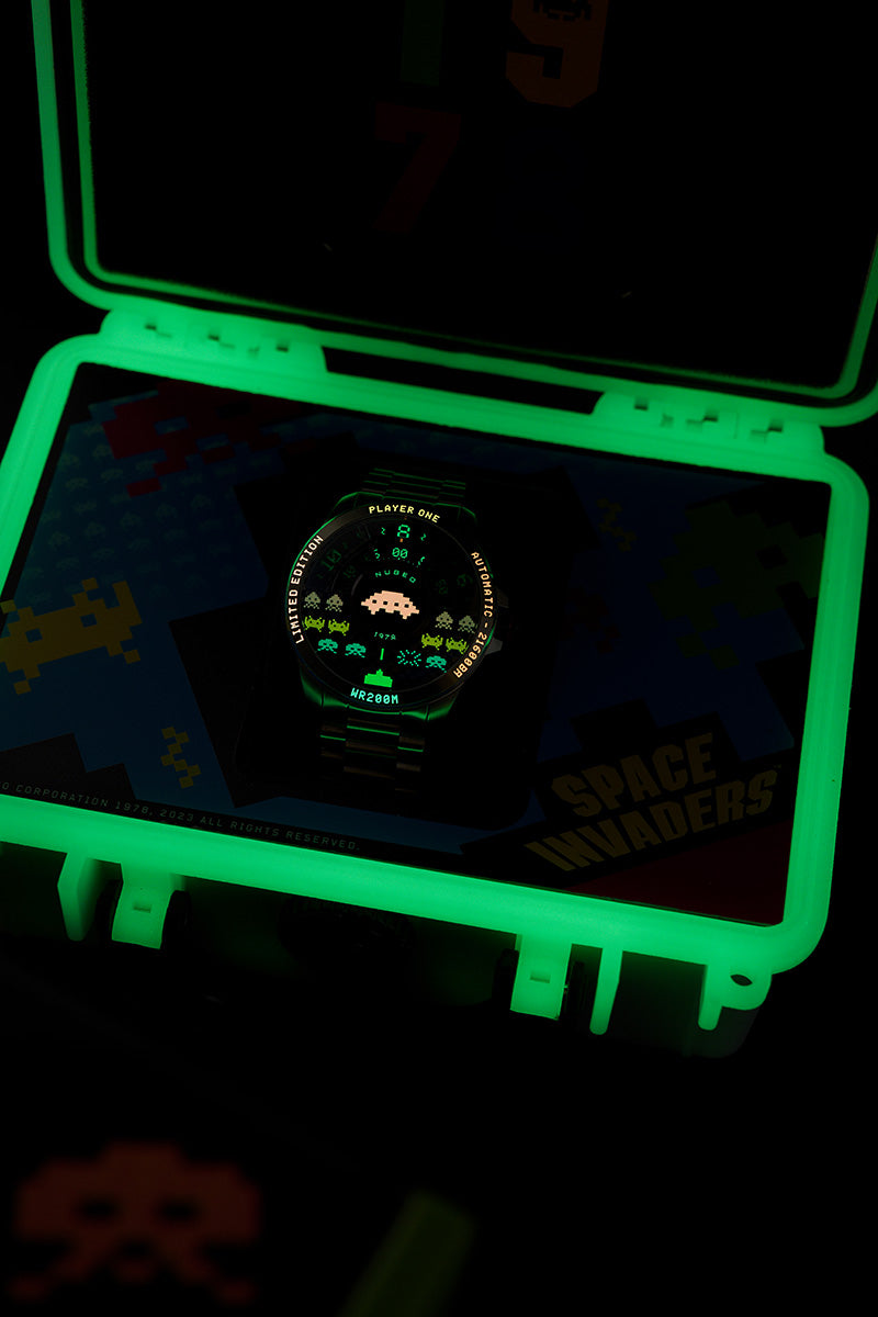 NUBEO Nubeo Quasar Automatic Space Invaders Limited Edition Space Black Men's Watch NB-6082-SI-11