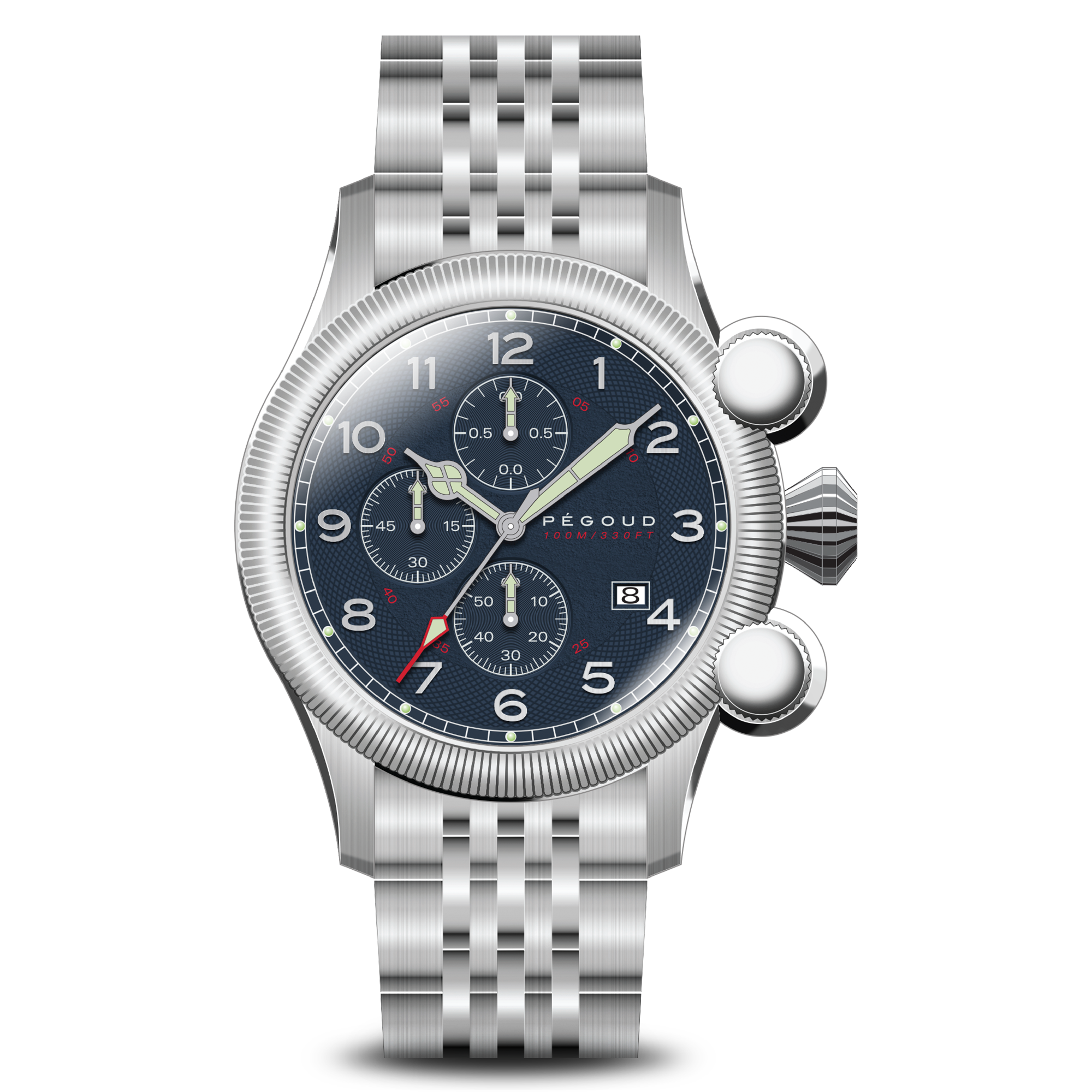 PEGOUD Pegoud Onduleur Japanese Quartz Chronograph Men's Blue Watch PG-9002-22