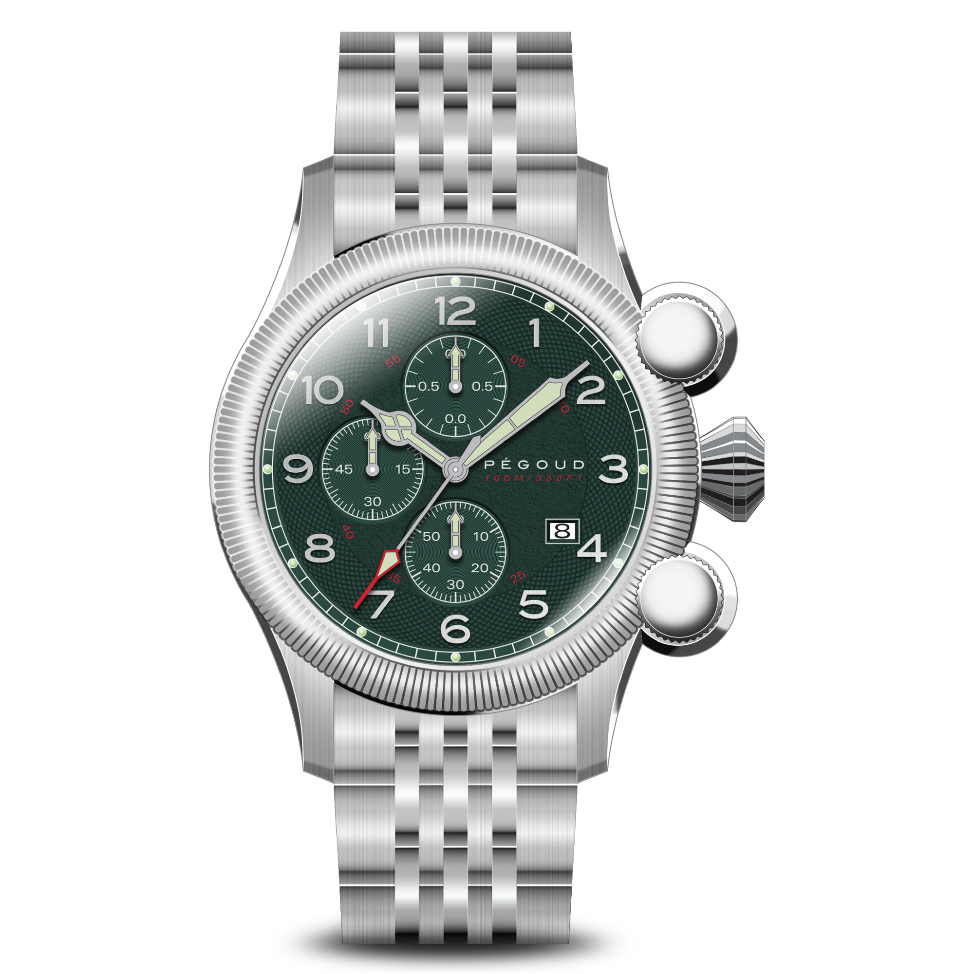 PEGOUD Pegoud Onduleur Japanese Quartz Chronograph Men's Green Watch PG-9002-33