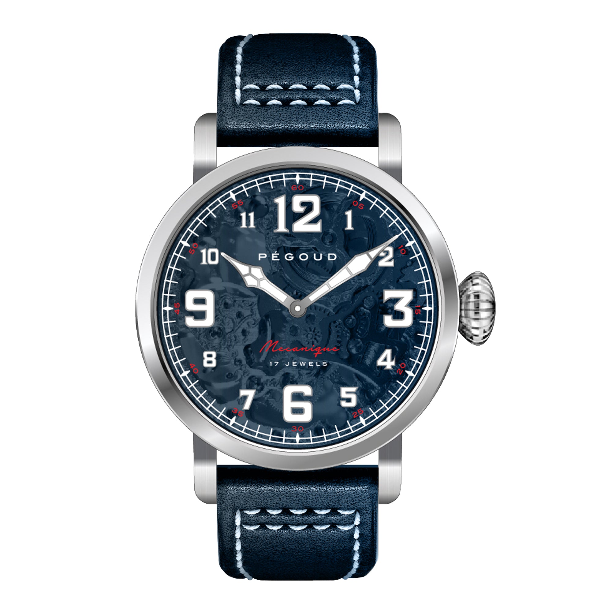 PEGOUD Pegoud Premiere Mechanical Skeleton Men's Blue Watch PG-9004-01