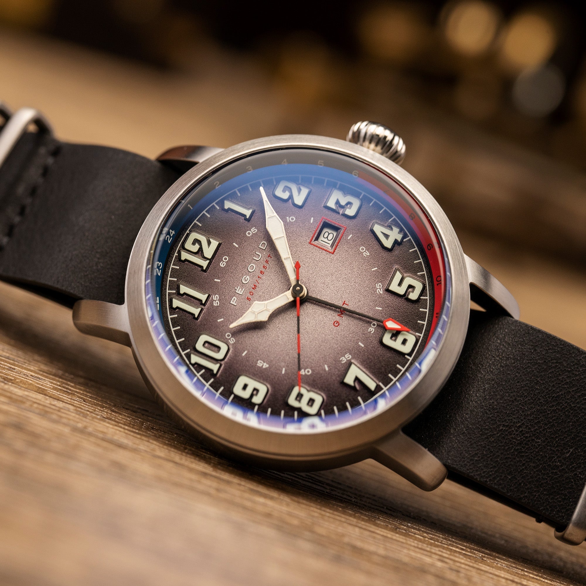 PEGOUD Pegoud Premiere GMT Swiss Parts Quartz Men's Fumme Black Watch PG-9005-03