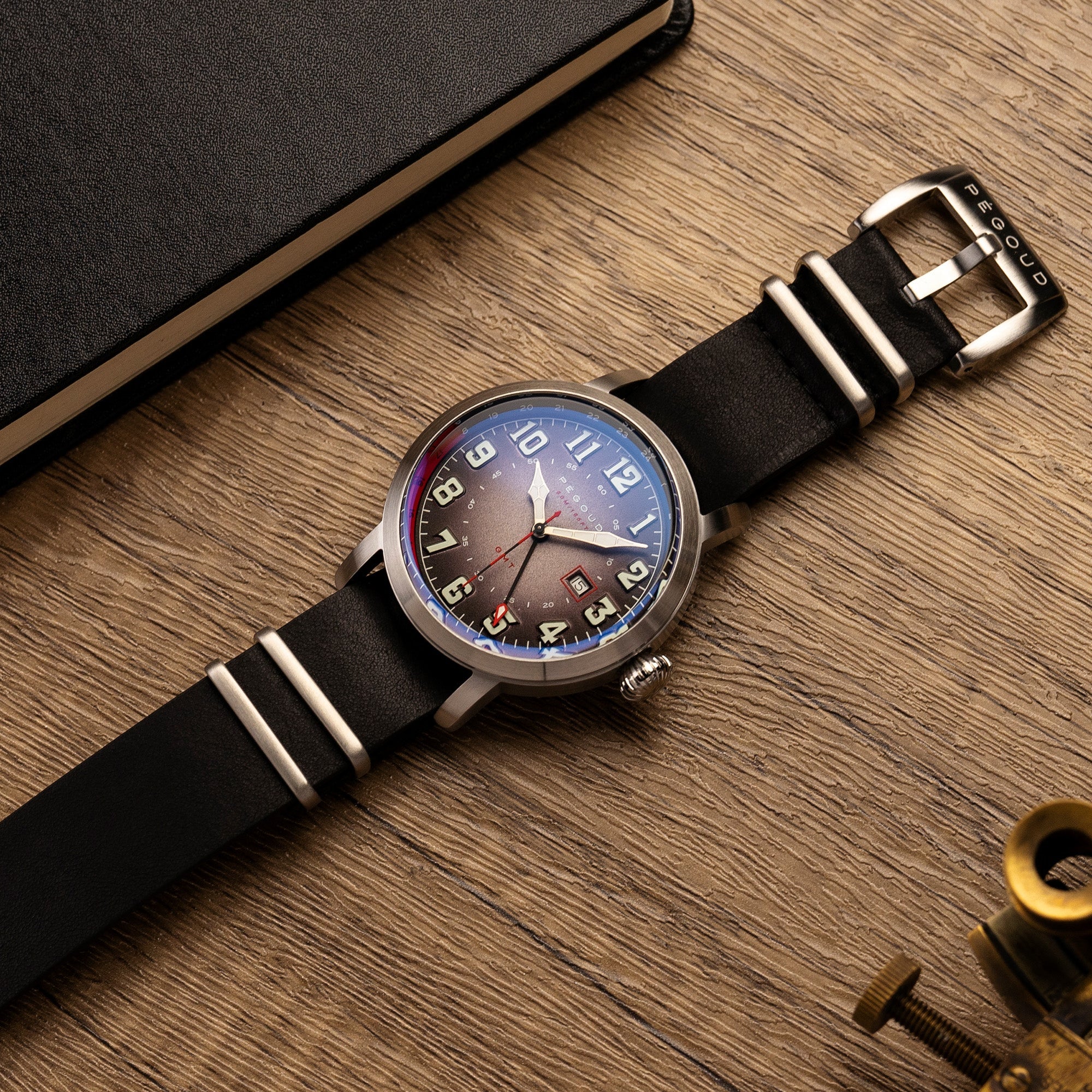 PEGOUD Pegoud Premiere GMT Swiss Parts Quartz Men's Fumme Black Watch PG-9005-03