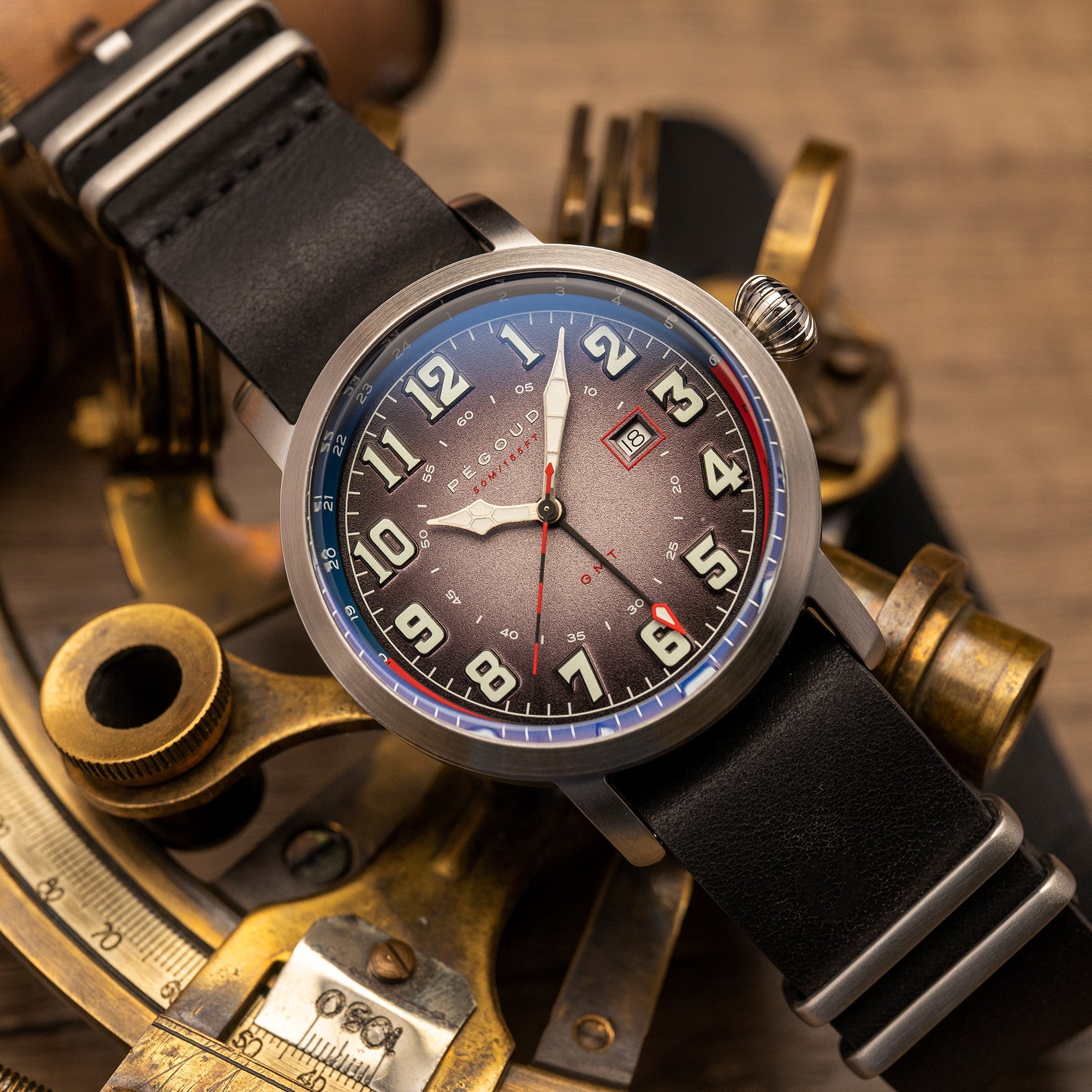 PEGOUD Pegoud Premiere GMT Swiss Parts Quartz Men's Fumme Black Watch PG-9005-03