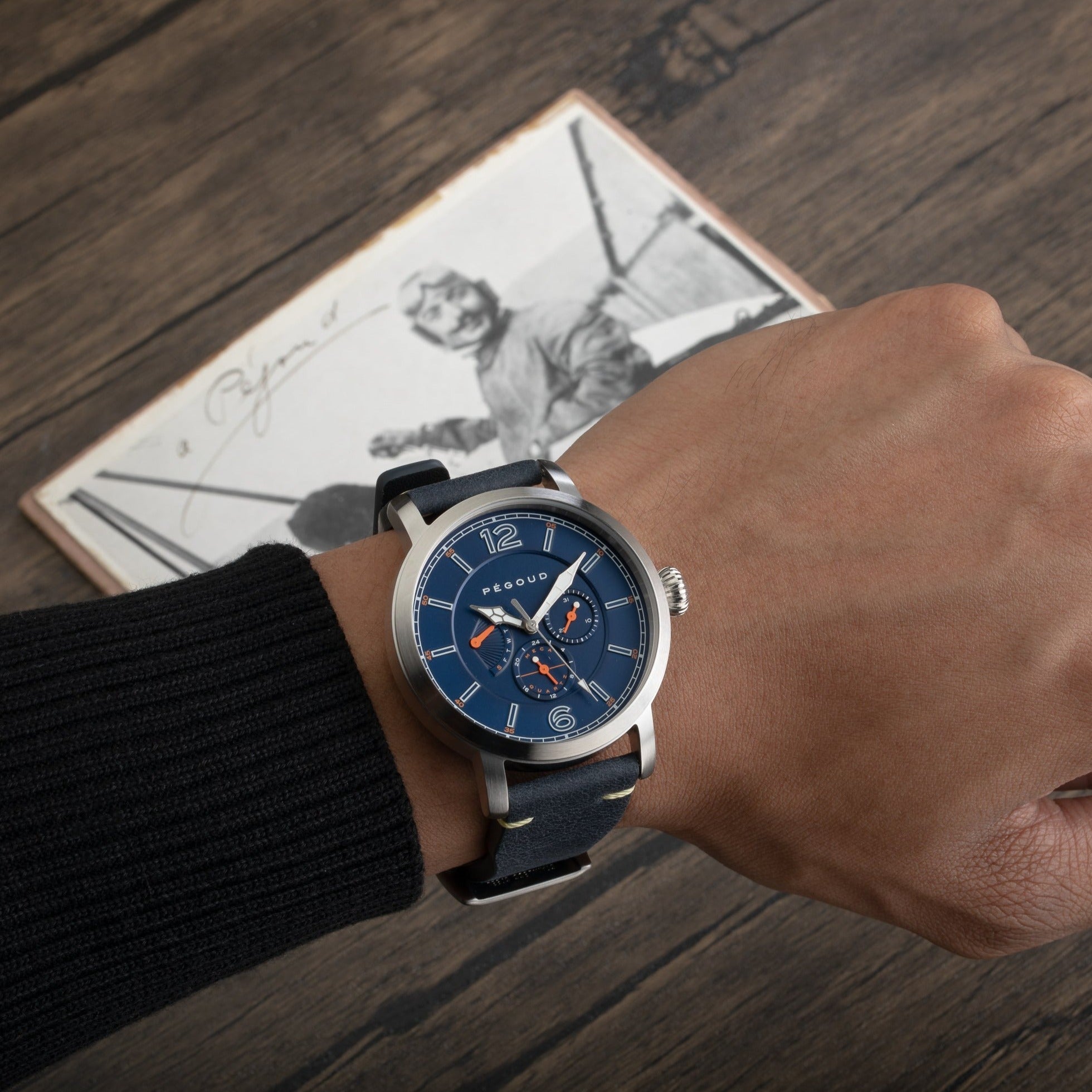 PEGOUD Pegoud Premiere Mechanical Skeleton Men's Blue Watch PG-9006-03