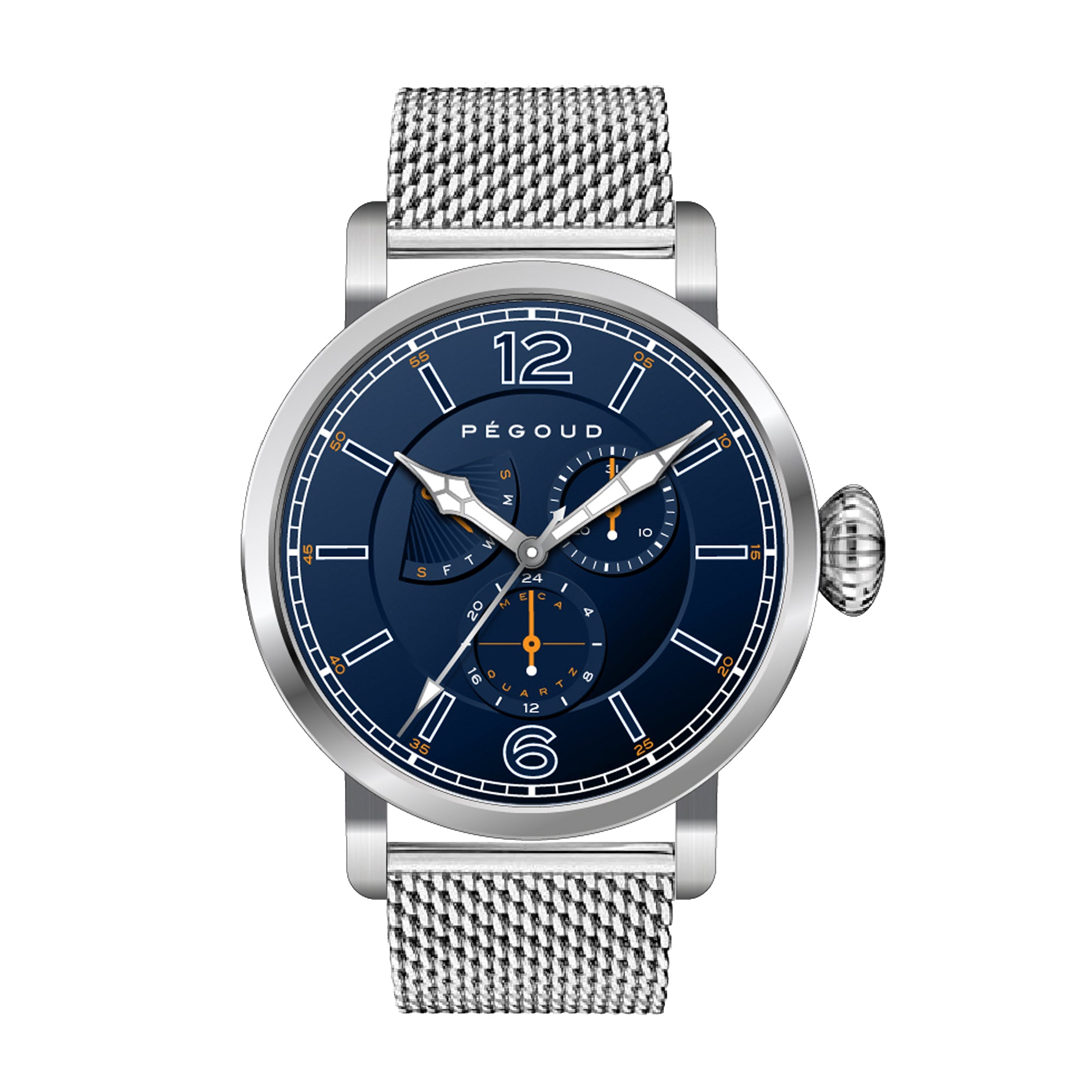 PEGOUD Pegoud Premiere Meca-Quartz Retro Calendar Men's Blue Watch PG-9006-33