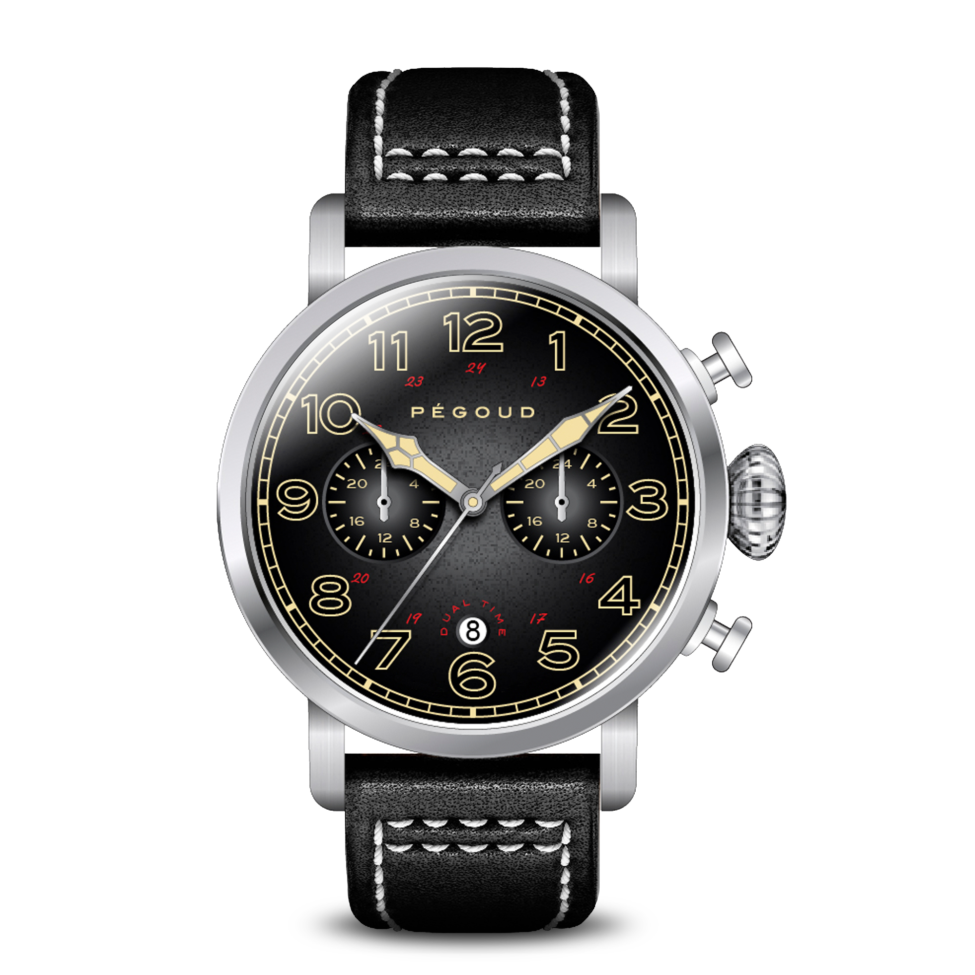 PEGOUD Pegoud Premiere Dual Time Men's Fumme Black Watch PG-9007-03