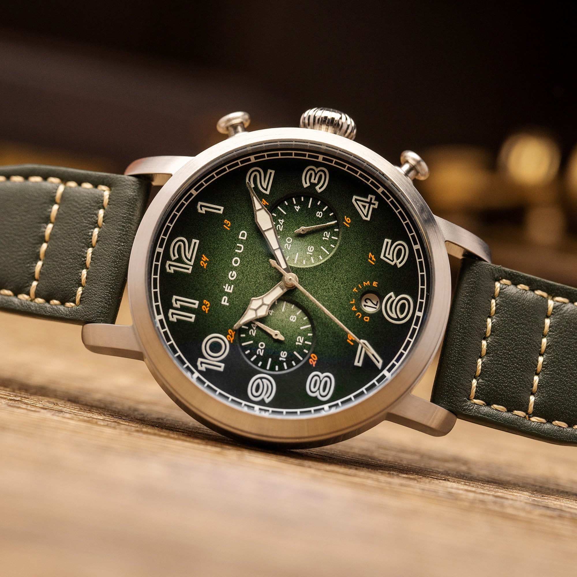 PEGOUD Pegoud Premiere Mechanical Skeleton Men's Fumme Green Watch PG-9007-04