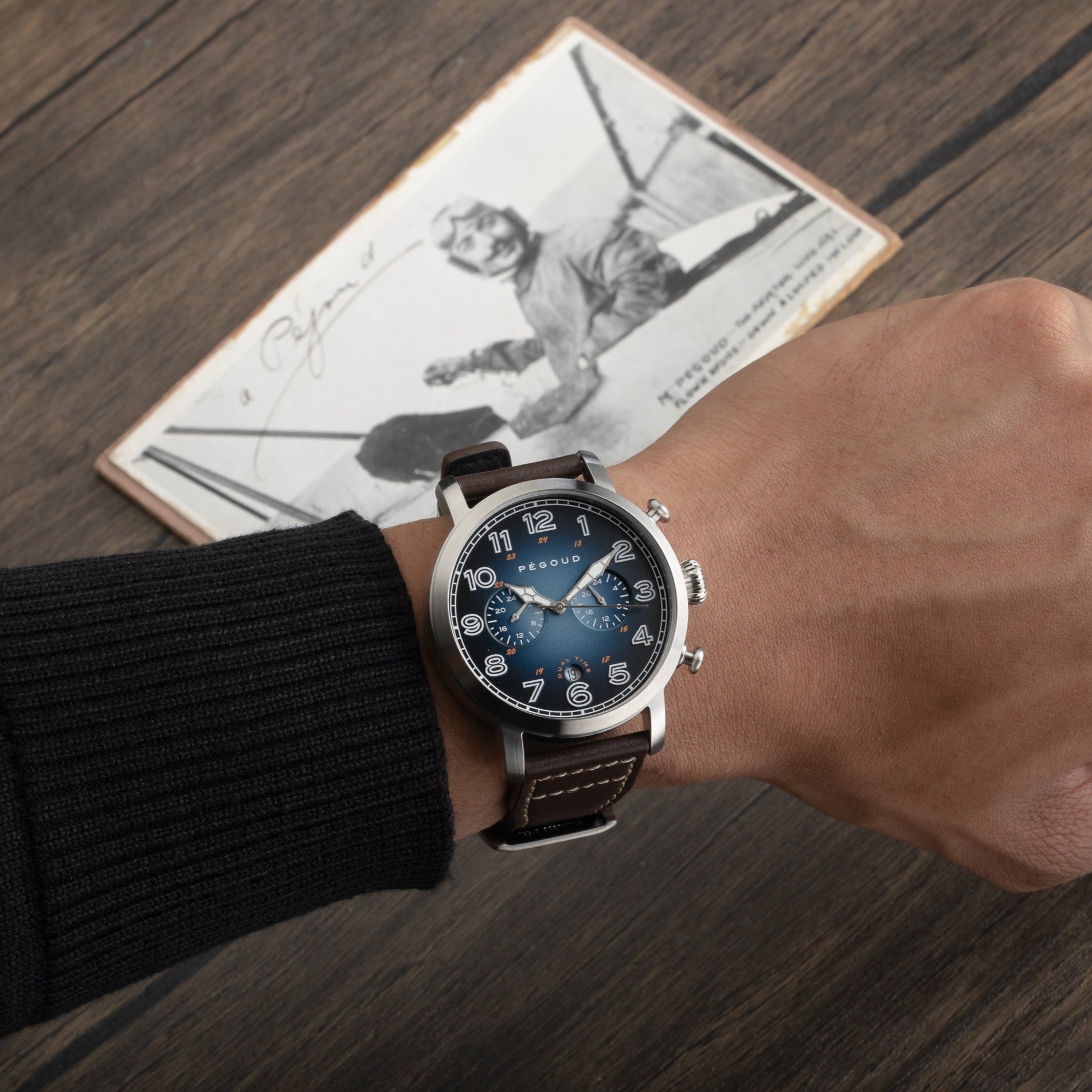 PEGOUD Pegoud Premiere Mechanical Skeleton Men's Fumme Blue Watch PG-9007-05
