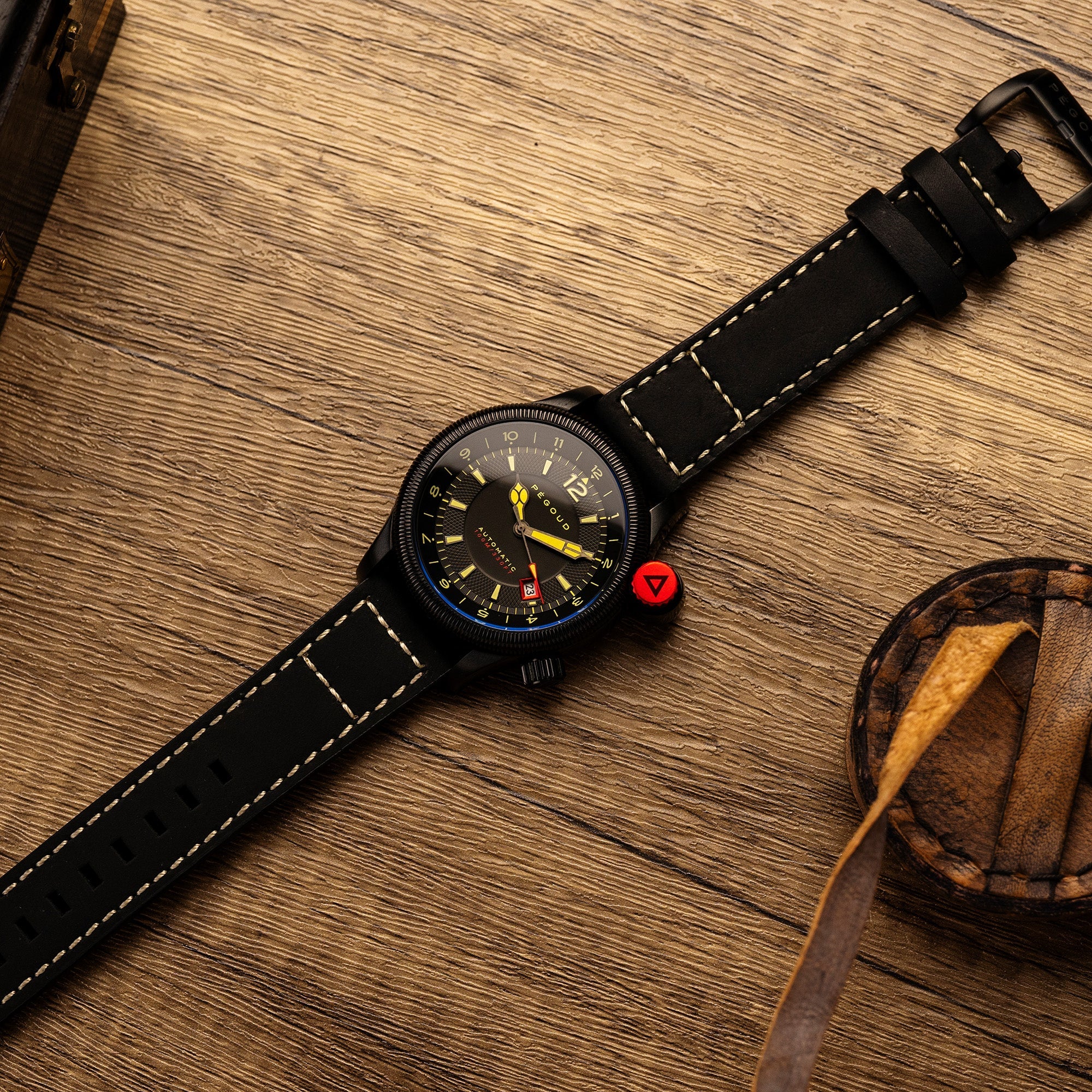 PEGOUD Pegoud Onduleur Japanese Quartz Chronograph Men's Black Watch PG-9008-04