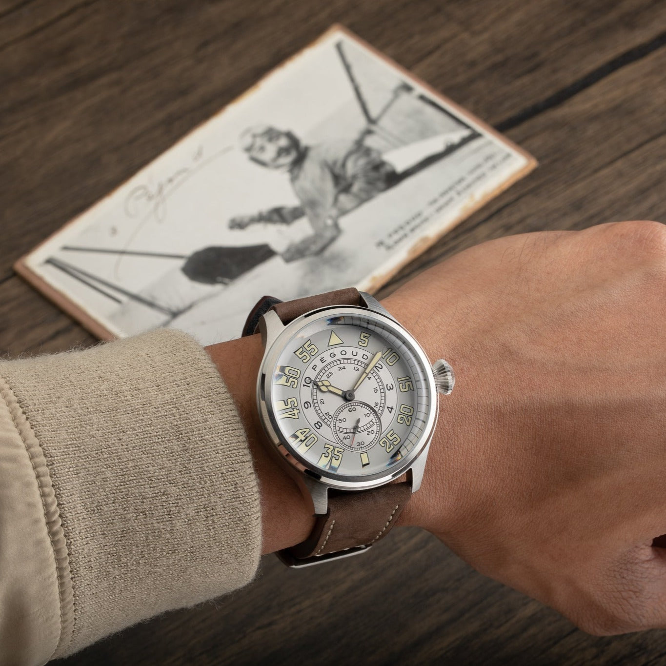 PEGOUD Pegoud Bravoure Beige Mechanical Automatic Men's Wheat Watch PG-9010-02