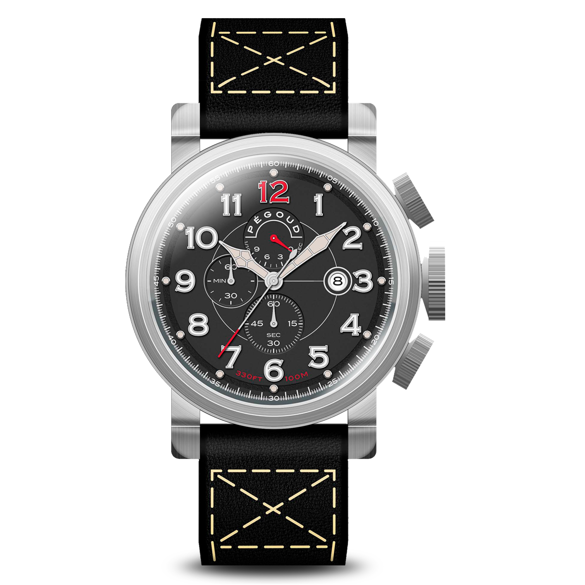 PEGOUD Pegoud Celestin Japanese Quartz Chronograph Men's Black Watch PG-9014-02