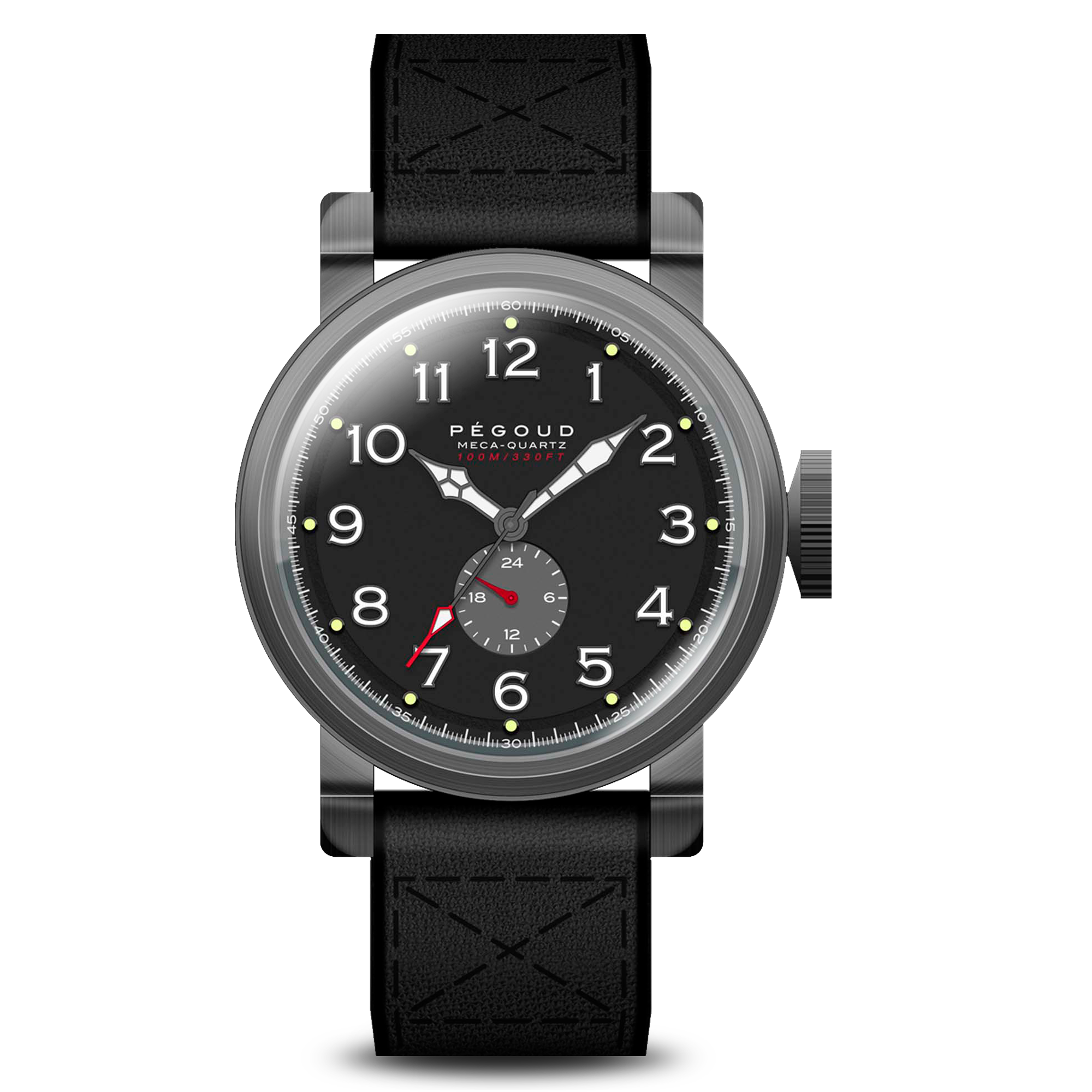 PEGOUD Pegoud Celestin 24 Hour Meca-Quartz Men's Rich Black Watch PG-9015-06