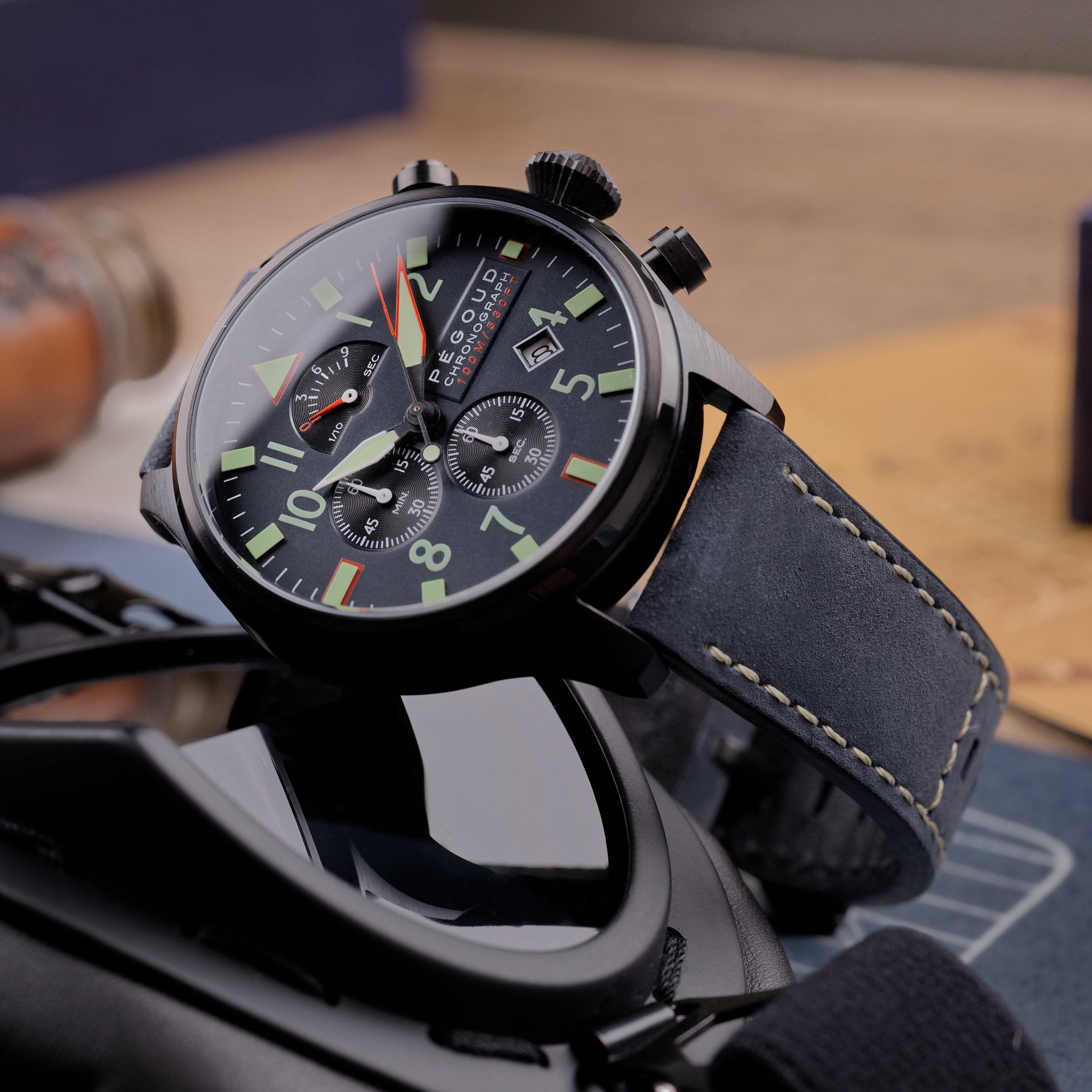 PEGOUD Pegoud Pilotage Retrograde Chronograph Men's Hazard Black Watch PG-9016-04